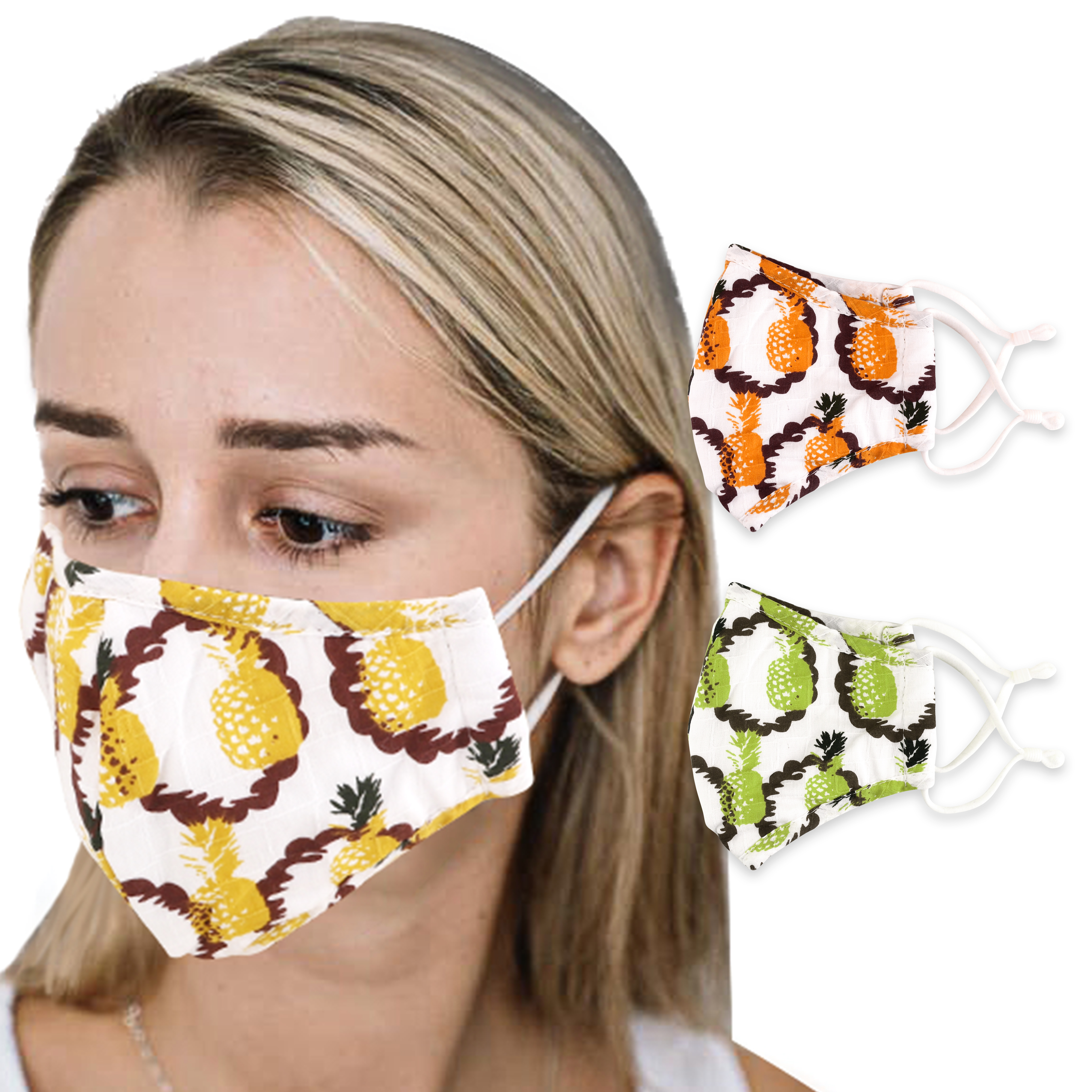 4-Ply Fabric Flower Pattern Reusable Face Mask - 9 designs available
