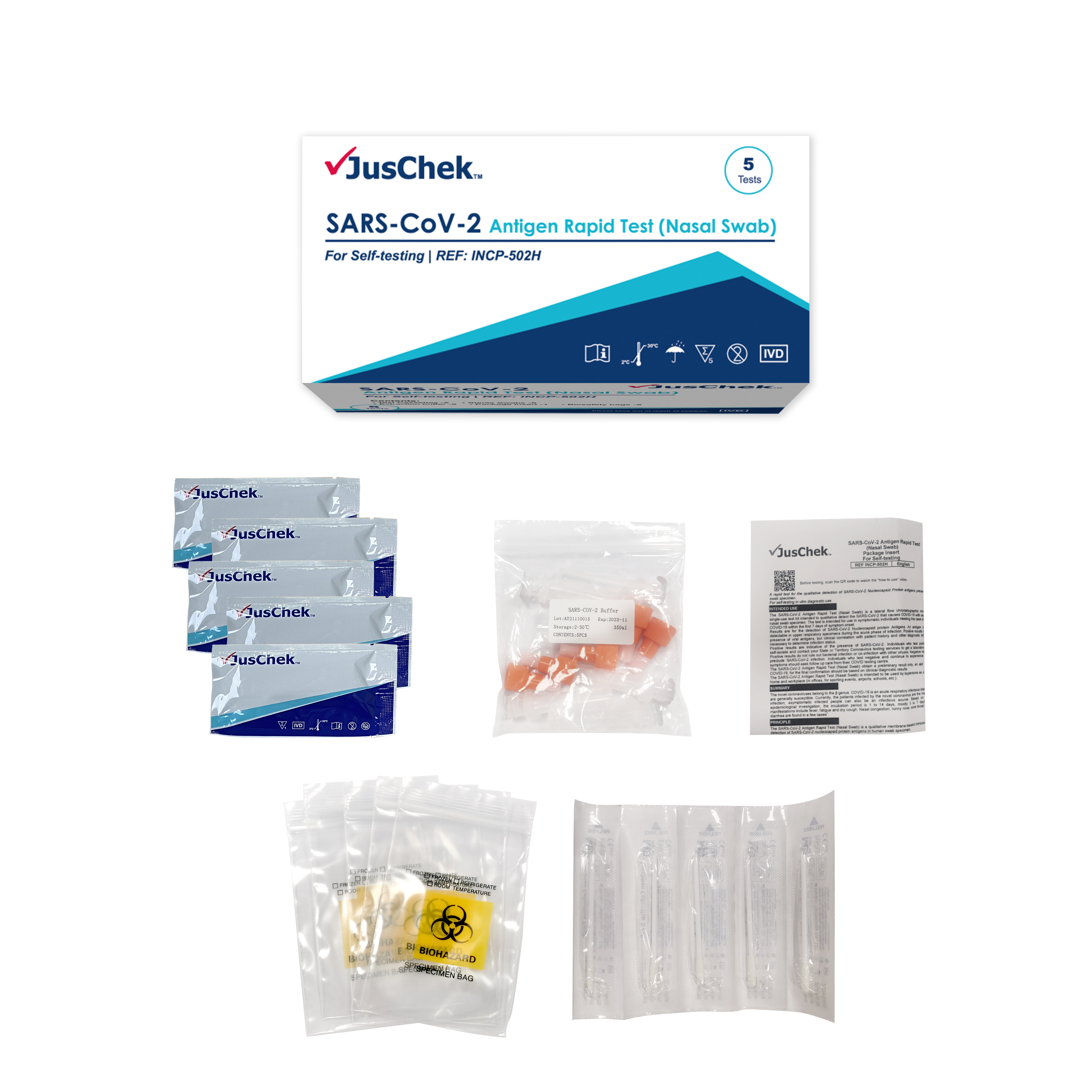 JusChek Antigen Rapid Test(Nasal Swab) 5Pack