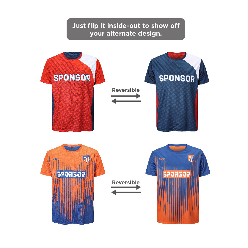 Unisex Adults 100% Polyester Sublimated Reversible Jersey