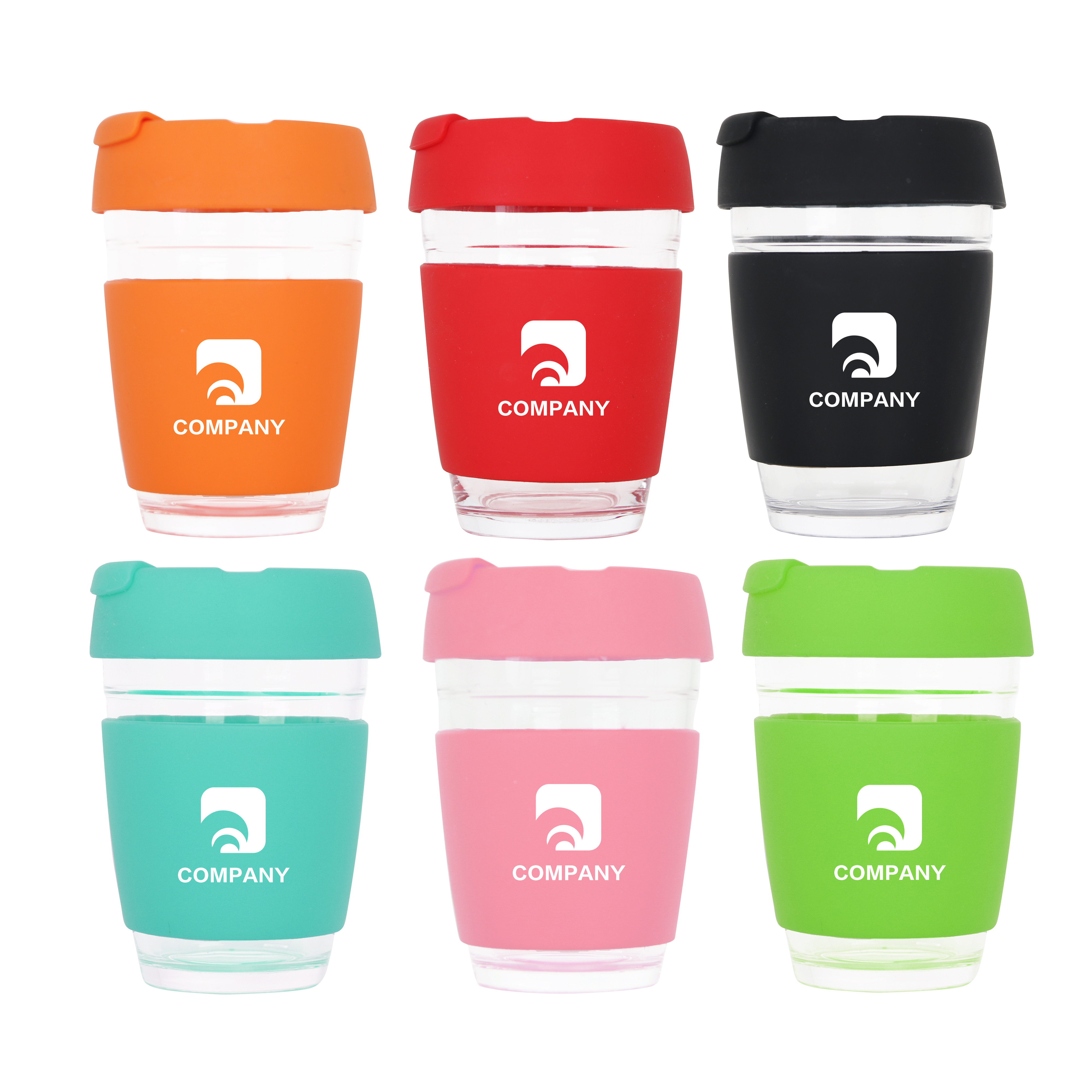 12 OZ Flip Top Glass Coffee Cup