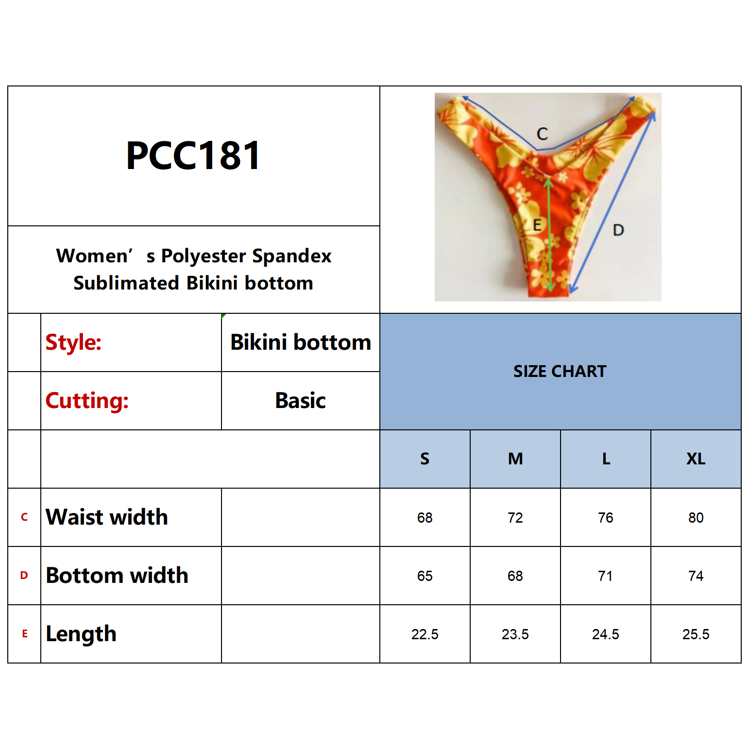Women’s Polyester Spandex Sublimated Bikini bottom