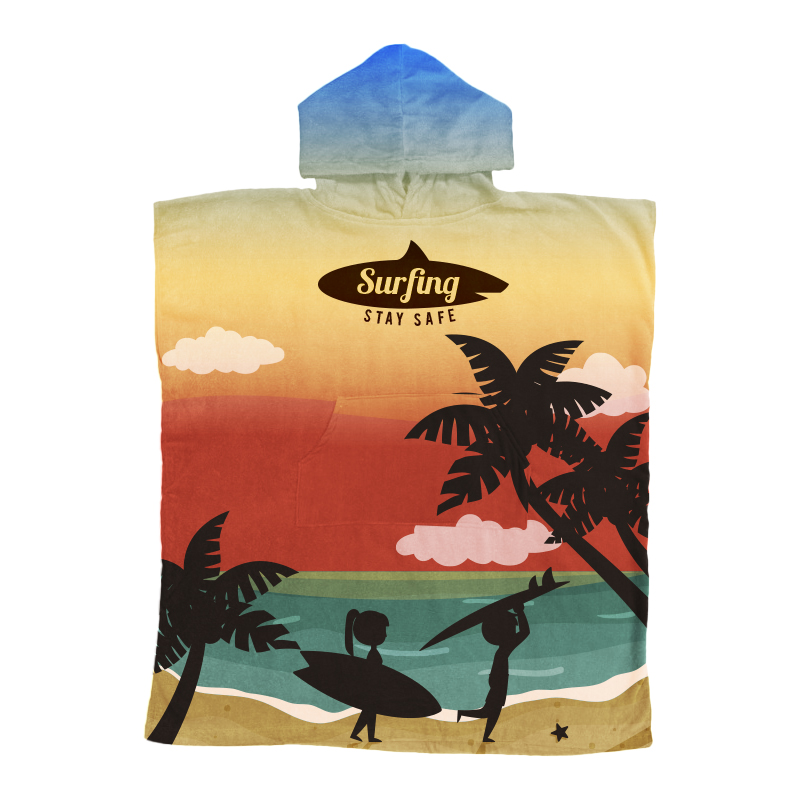 PCC605 - 100% Cotton Sublimation Hoody Towel Surf Poncho
