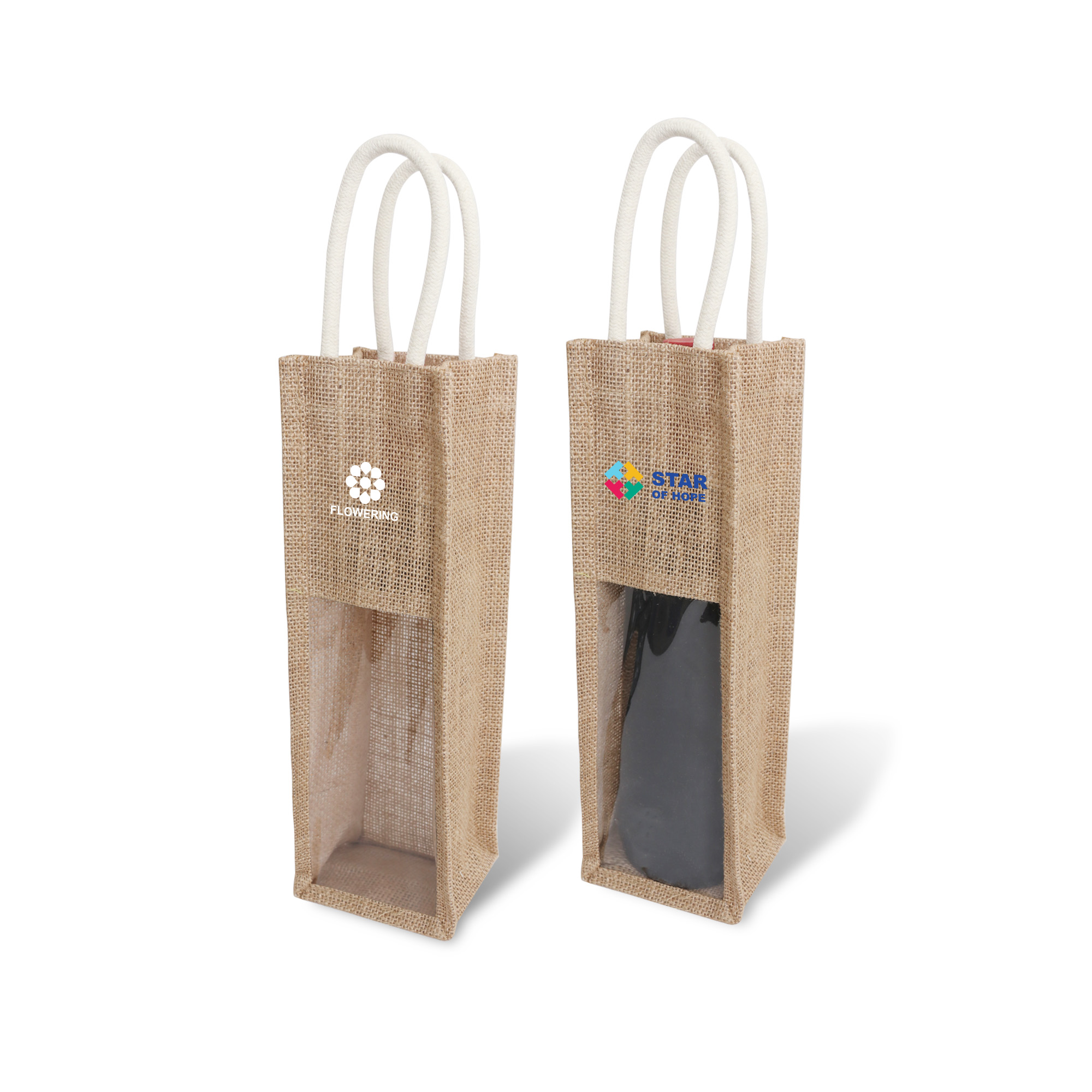 PCPB063 - Jute Wine Carrier with Window