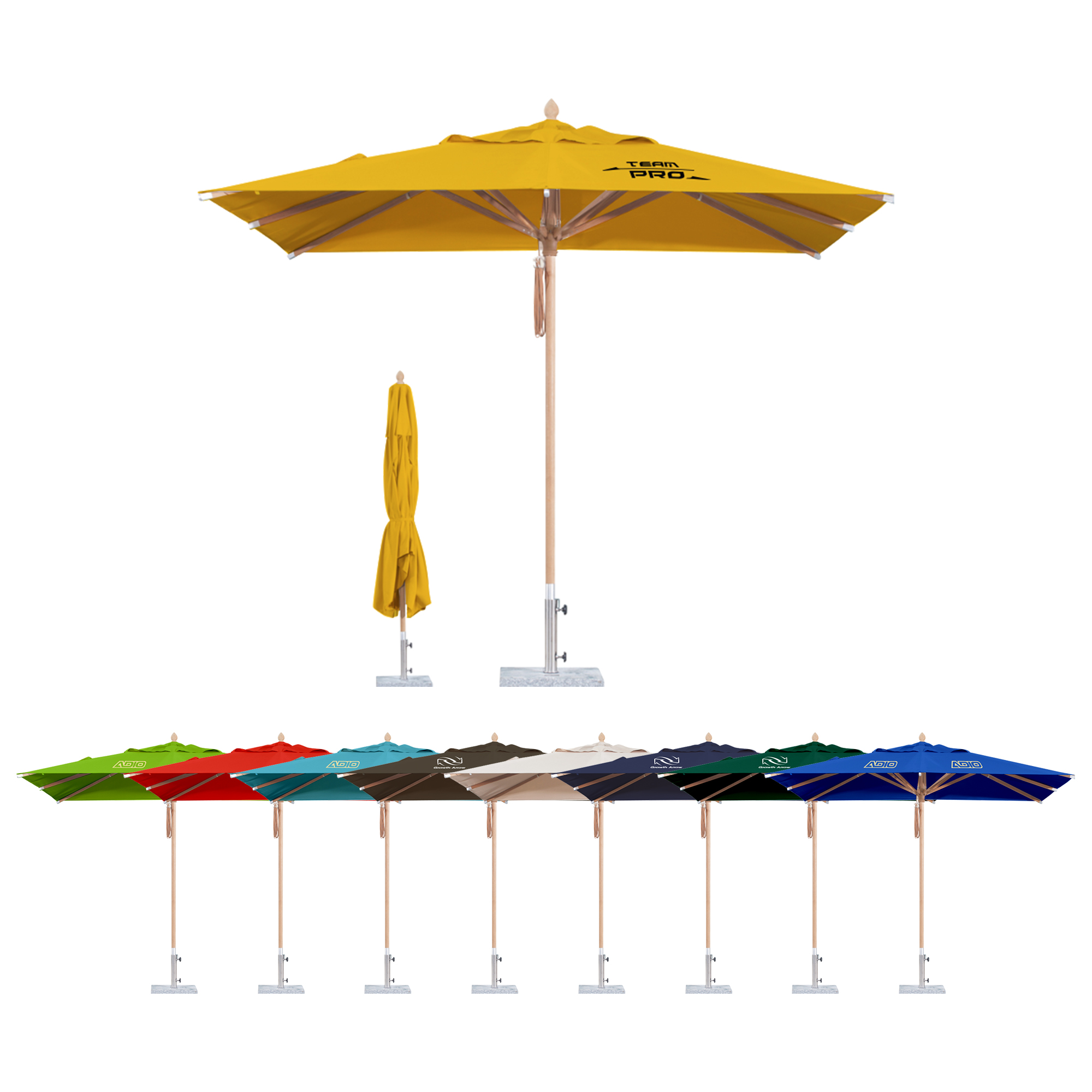 POS157 - 2x2m Wind-resistant Square Stock Colour Outdoor Umbrella