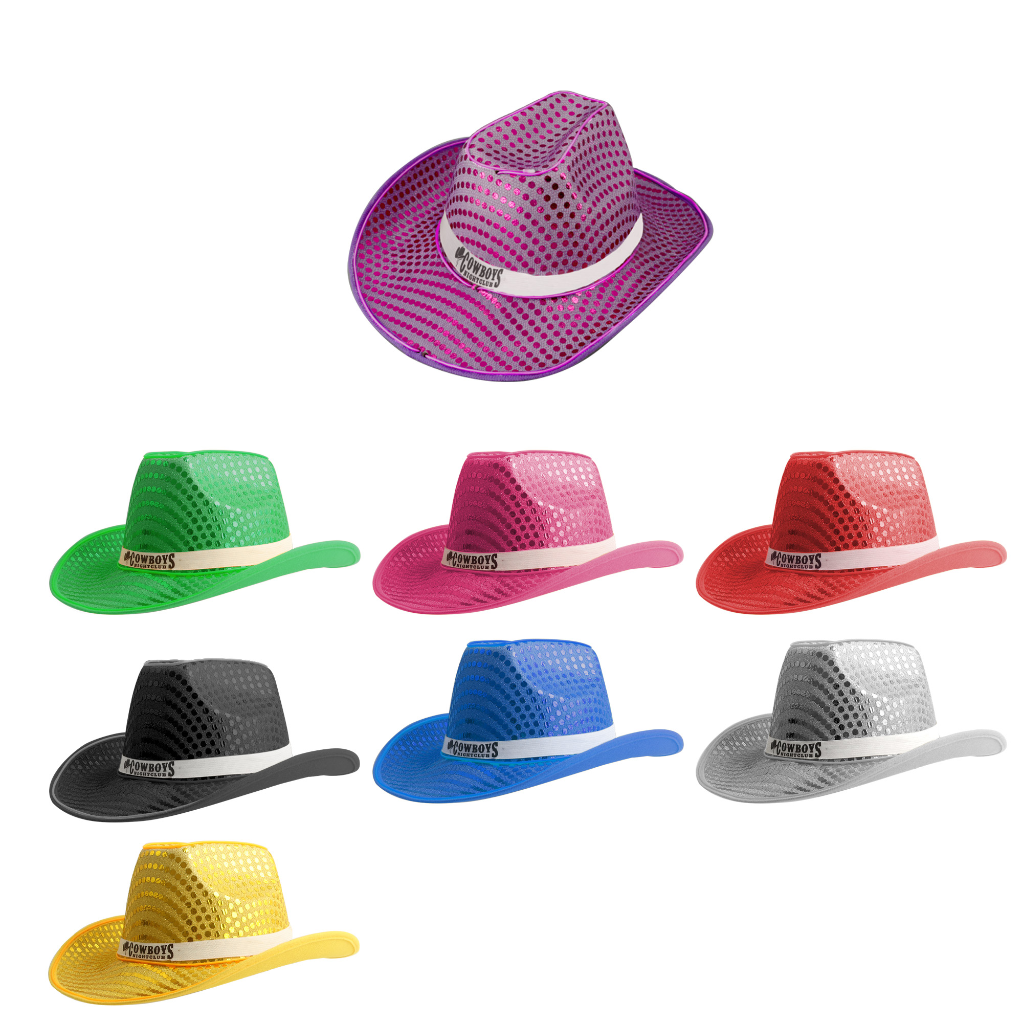 PXL152B - Light Up Sequin Cowboy Hats