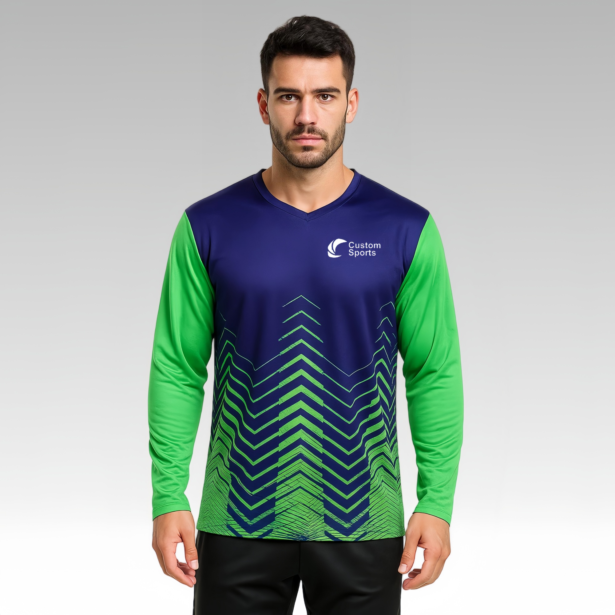 PCC858 - Unisex Adults 100% Poly Milk Silk Sublimated Long Sleeves V-Neck Shirt