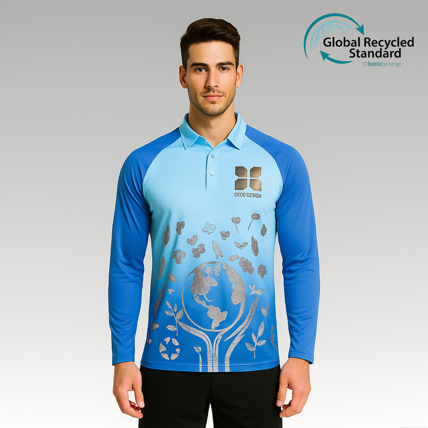 PCC853 - Unisex Adults RPET Milk Silk Sublimated Raglan Long Sleeves POLO