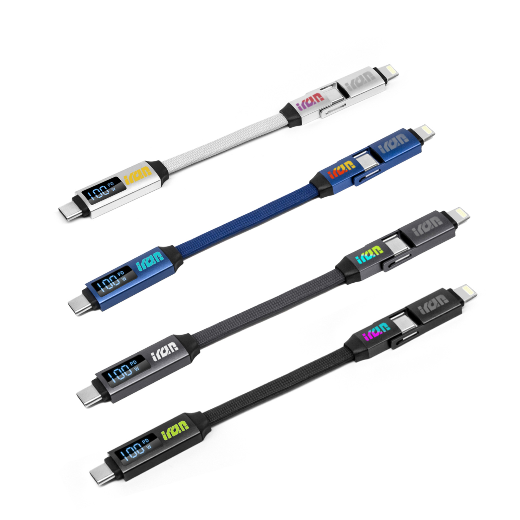 PCBA143 - 100W 3-In-1 Aluminium Charging Cable with Digital Display