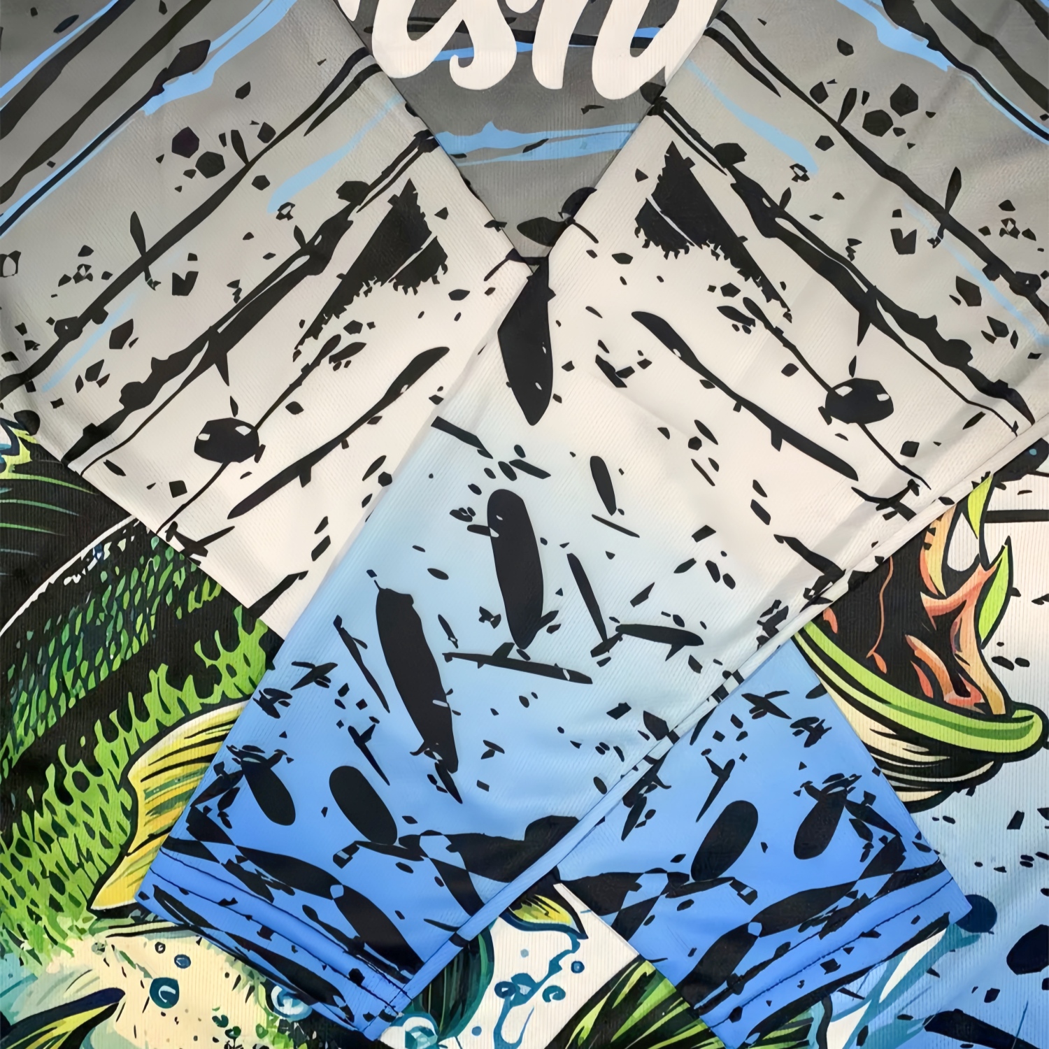 Men's Polyester Spandex Sublimated Crew Neck  Long Sleeves Fishing Shirt 