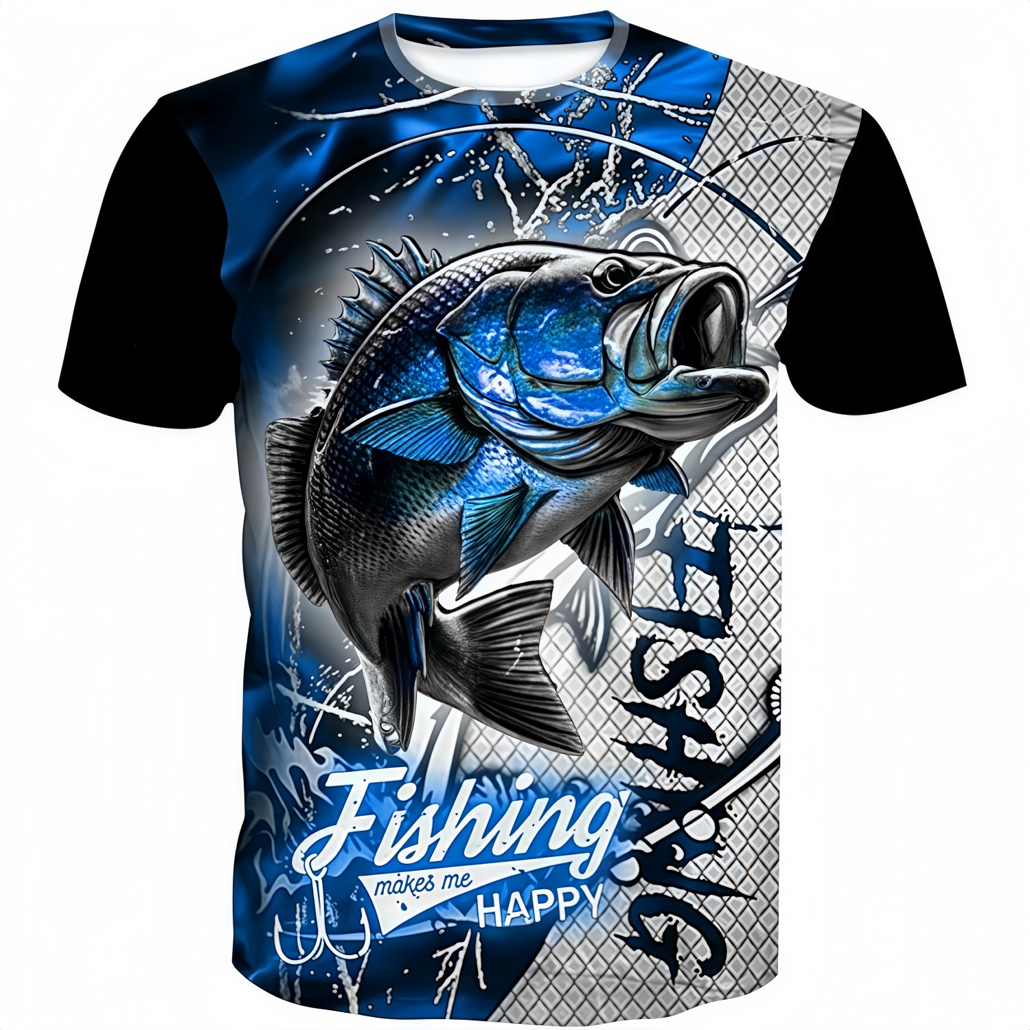 Men's Polyester Spandex Ultra Mesh Sublimated Sun Protection Fishing T-shirt
