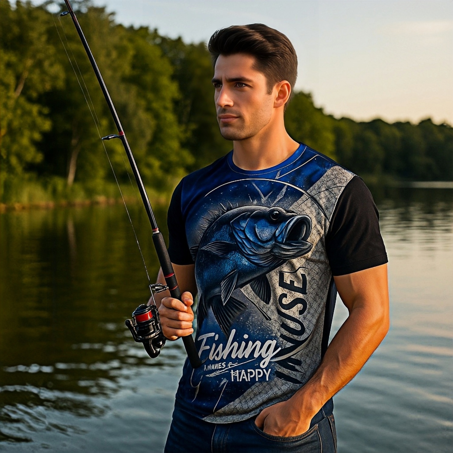 Men's Polyester Spandex Ultra Mesh Sublimated Sun Protection Fishing T-shirt