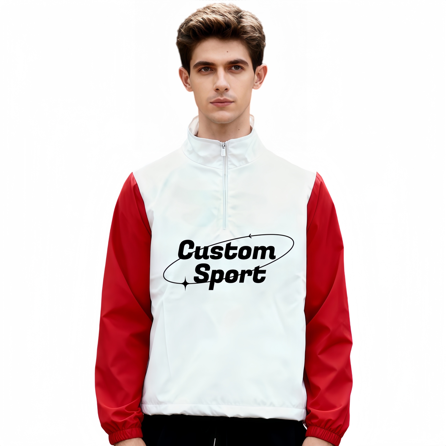 Unisex 100% Polyester 2-Layer 1/4 Zip Stand-up Collar Windbreaker