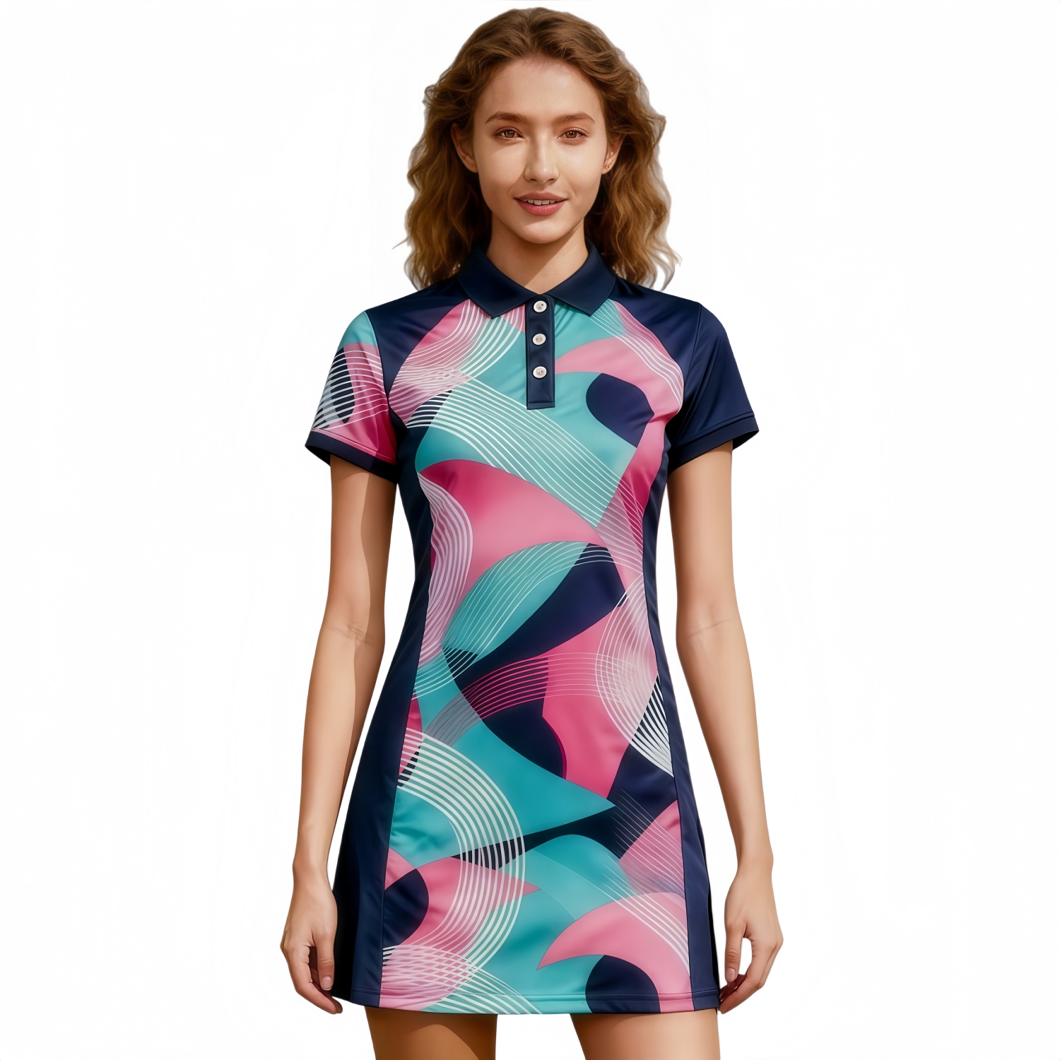 100% Polyester Micro Mesh Short Sleeves POLO A-Line Sport Dress