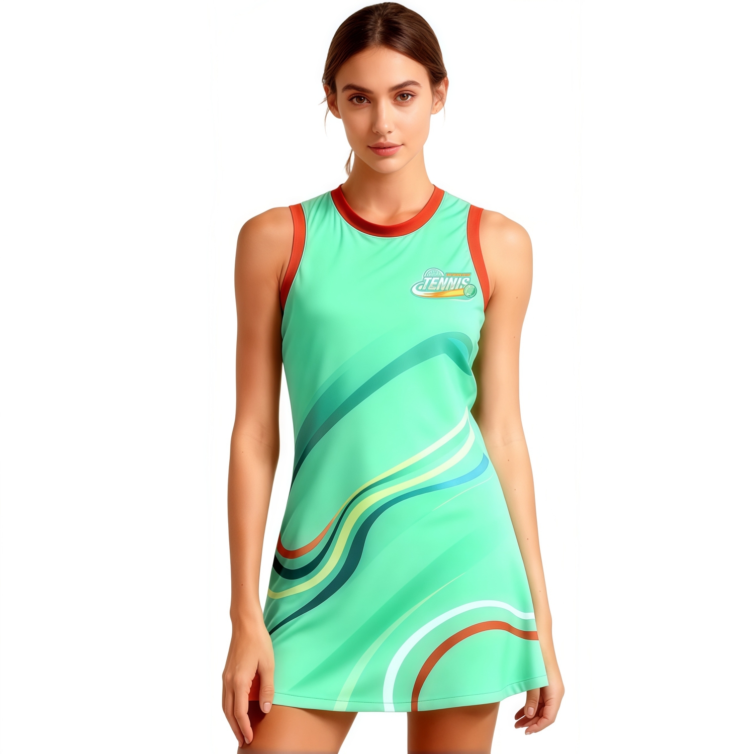 100% Polyester Micro Mesh Sleeveless Crew Neck A-Line Tennis Dress