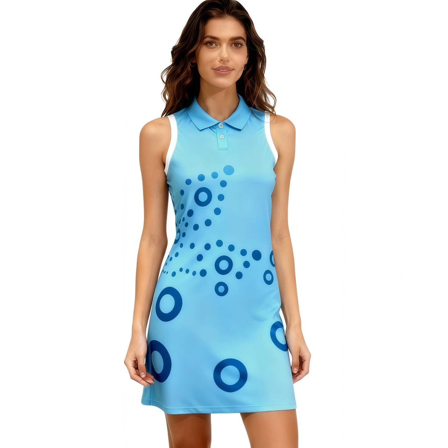 100% Polyester Micro Mesh Sleeveless POLO A-Line Netball Dress