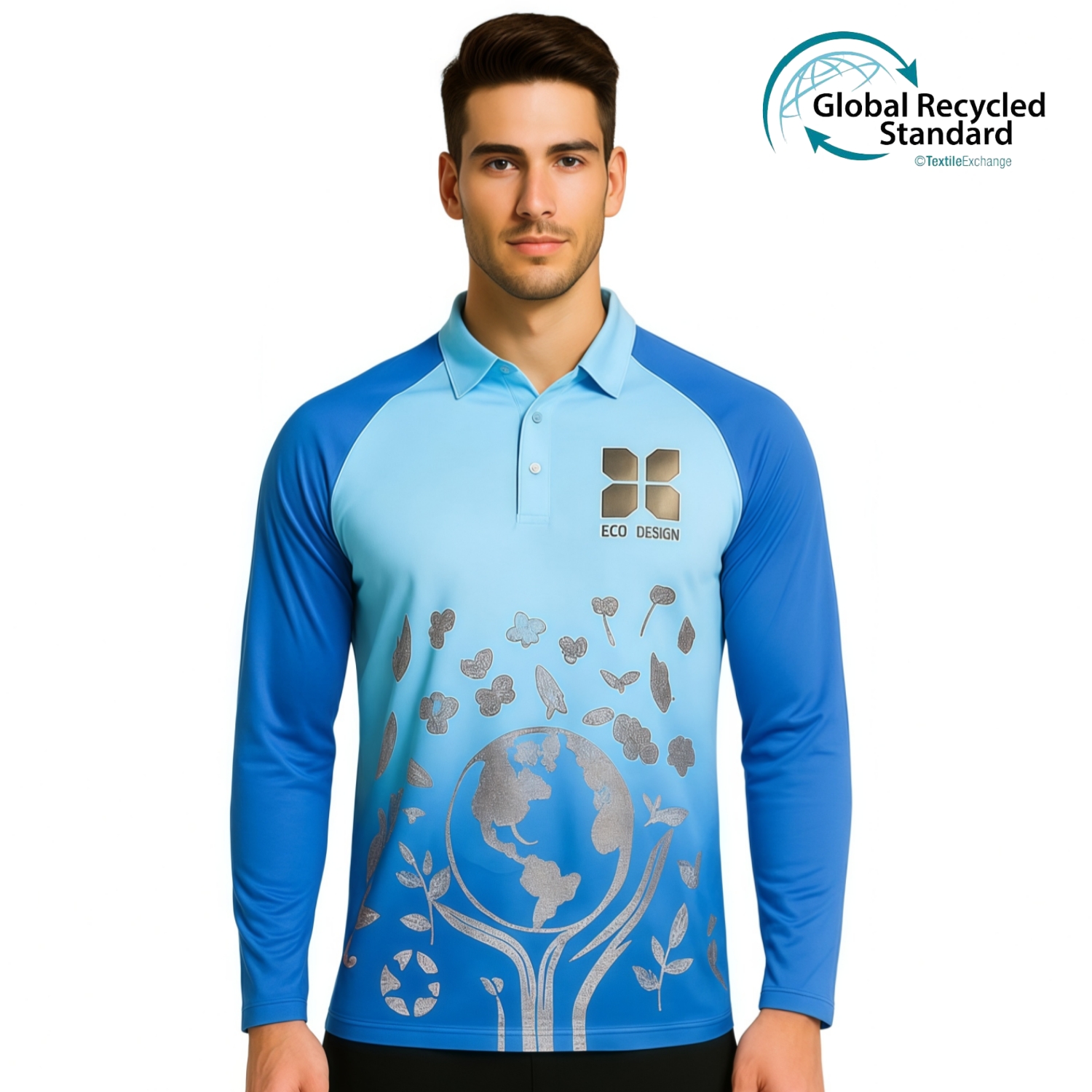 PCC853 - Unisex Adults RPET Milk Silk Sublimated Raglan Long Sleeves POLO