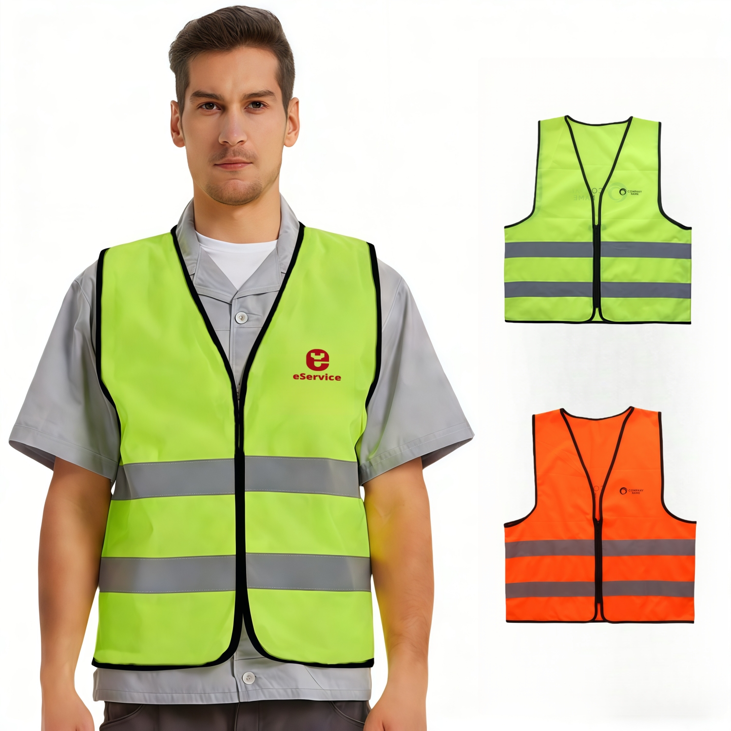 PCCH042 - Unisex Adults Classic Hi-Vis Vest with Horizontal Reflective Tape