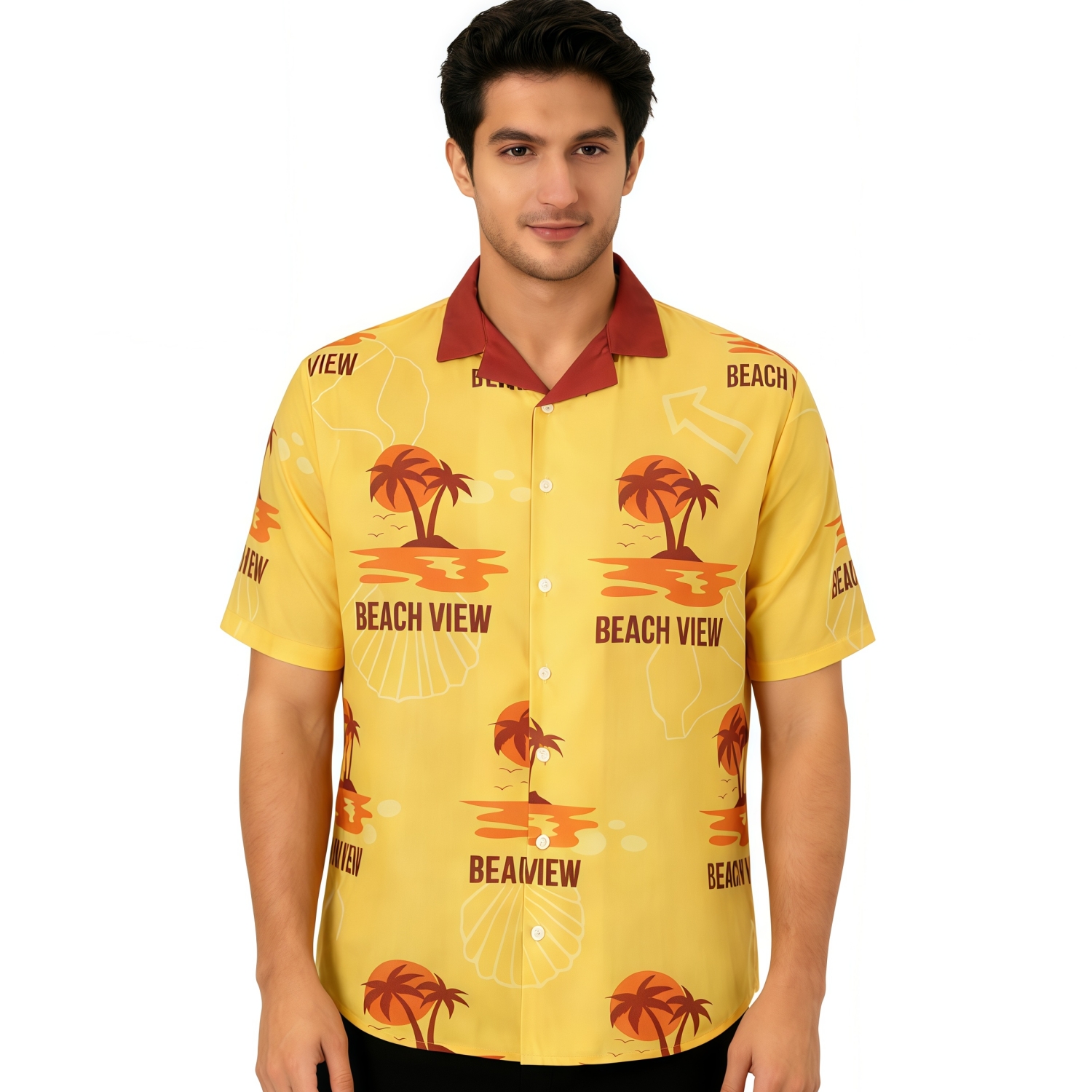 PCC121 - Men's Sublimated Imitation Cotton Cuban Collar Shirt