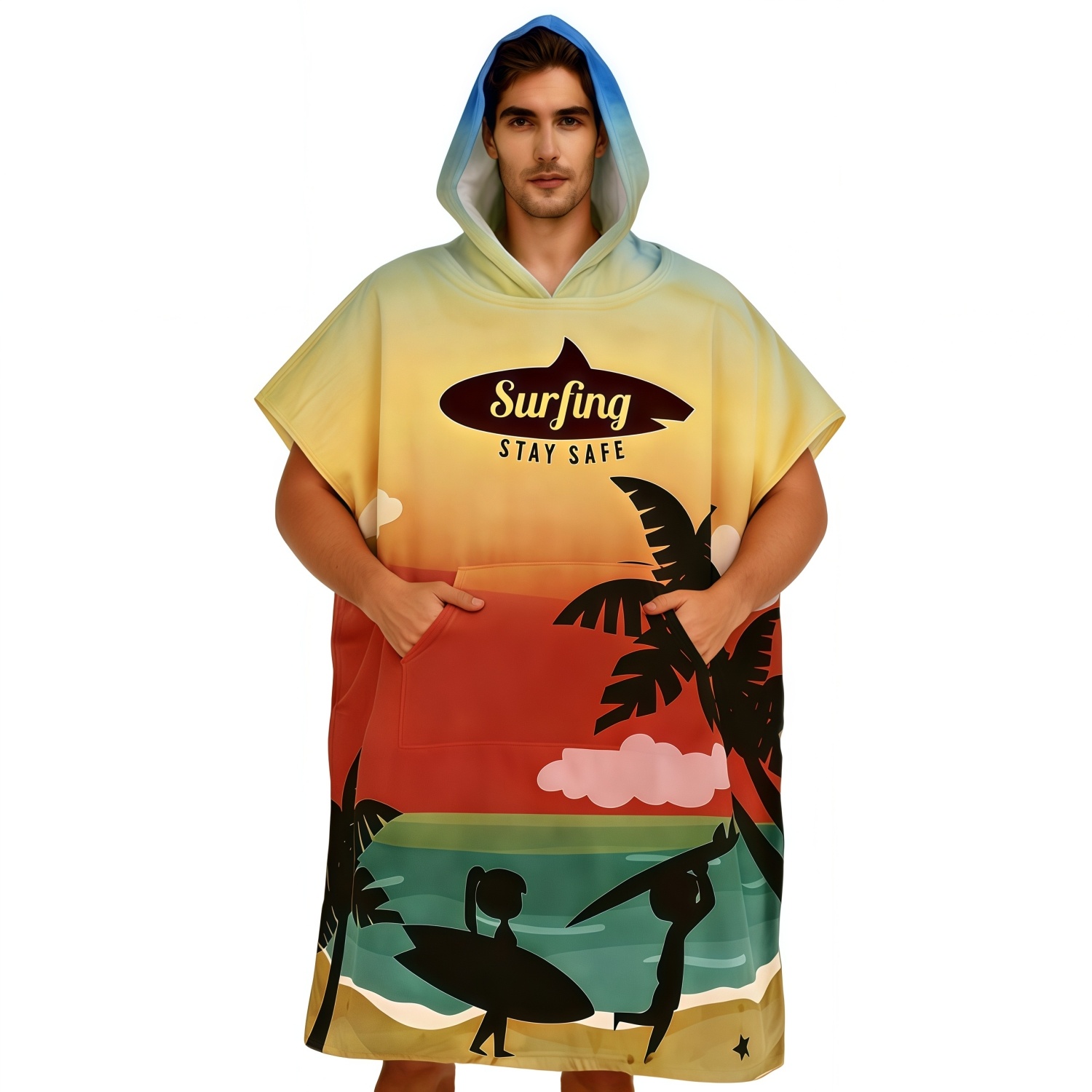 PCC605 - 100% Cotton Sublimation Hoody Towel Surf Poncho