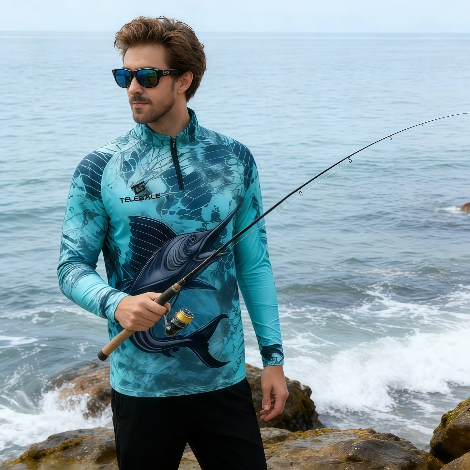 Men's Polyester Spandex Sublimated 1/4 Zip Fishing Pullover