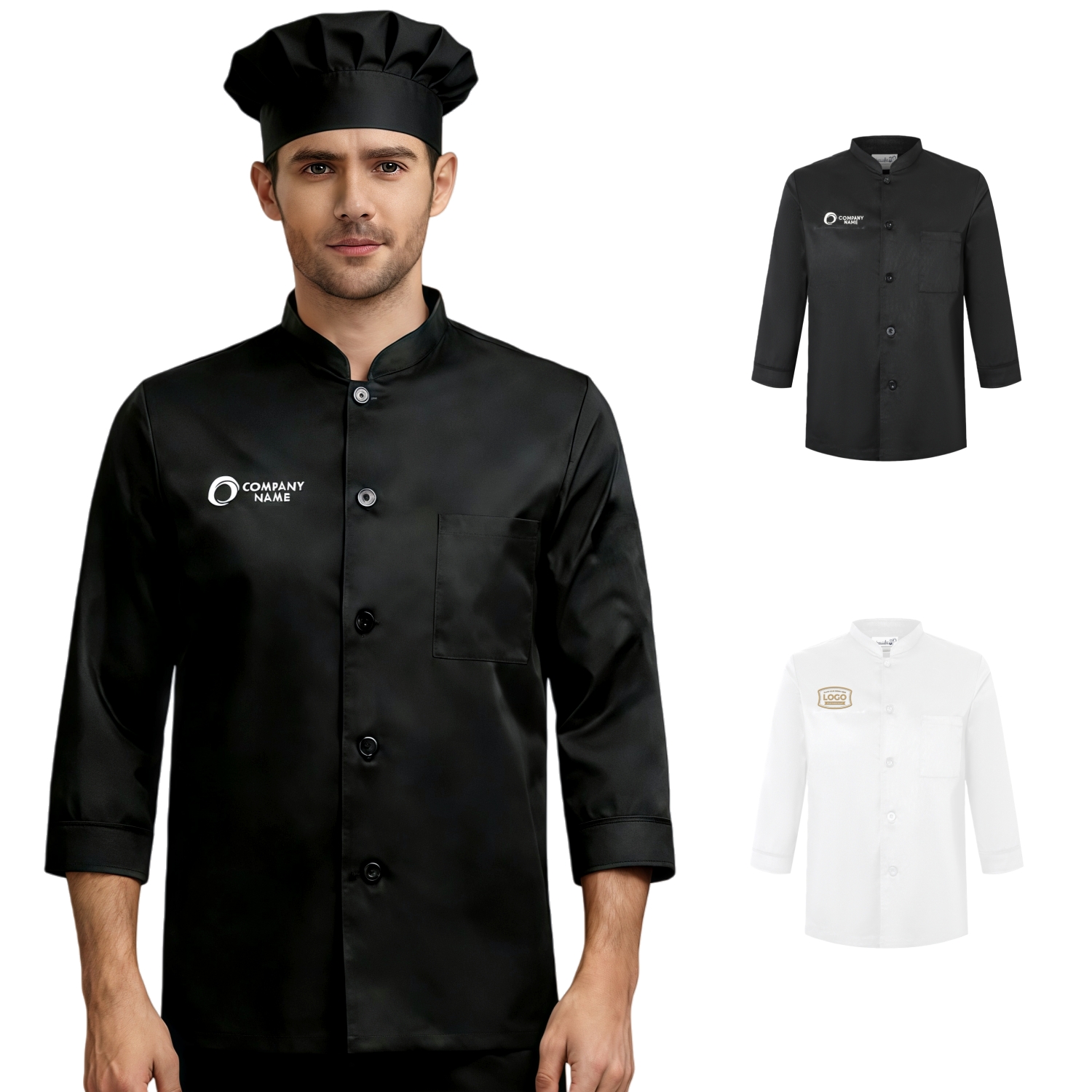 PCC613 - Classic 3/4 Sleeves Single Breasted Chef Jacket