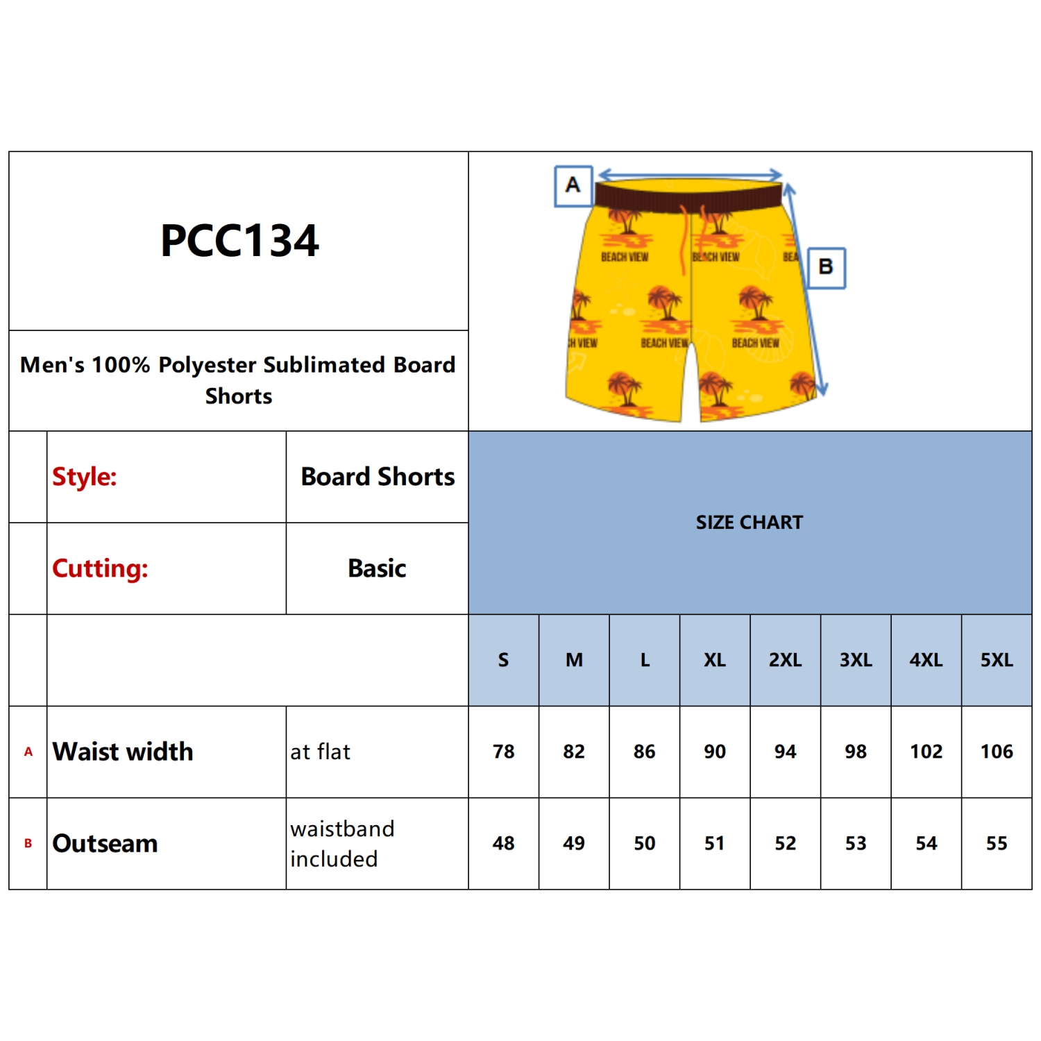 Men's Polyester Sublimated Board Shorts