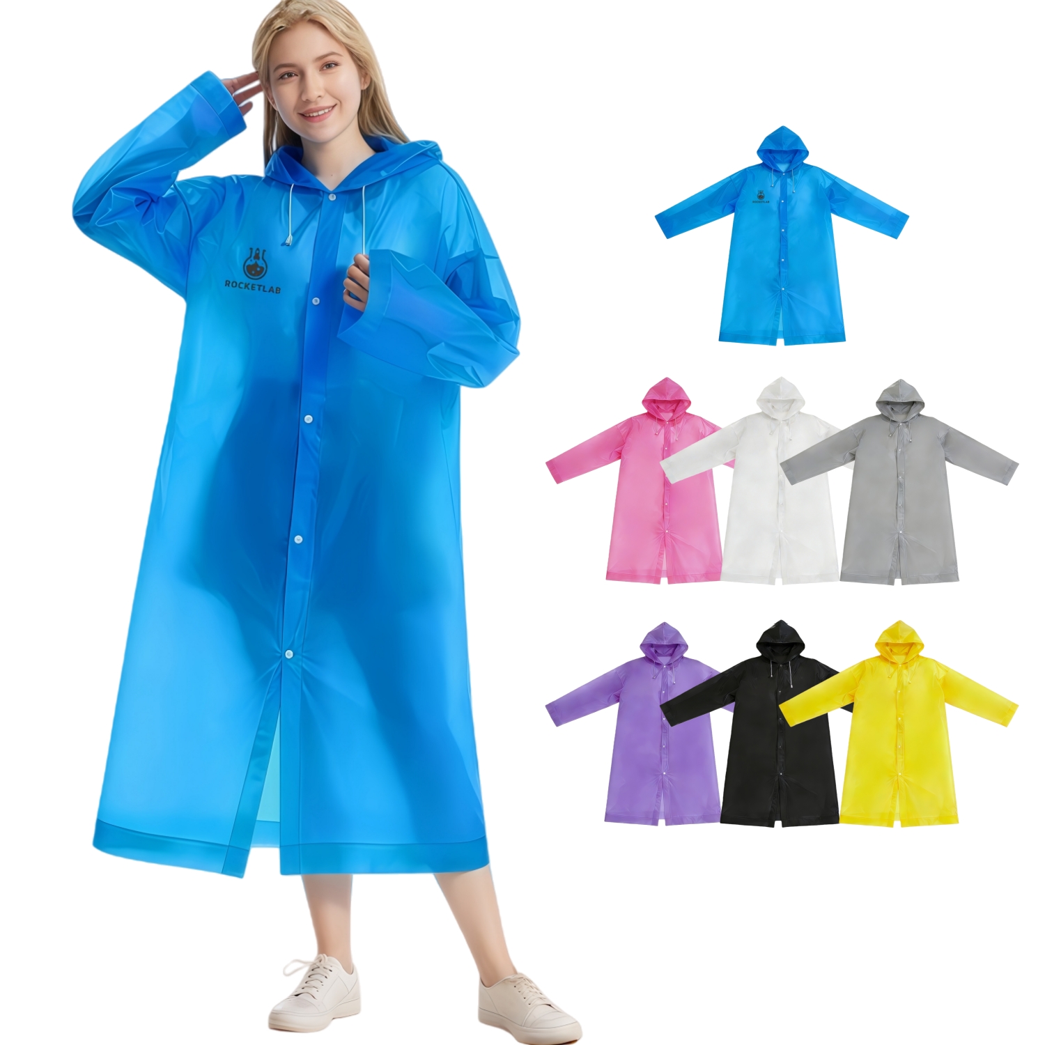 PCC661 - Reusable Adult PEVA Screen Print Raincoat