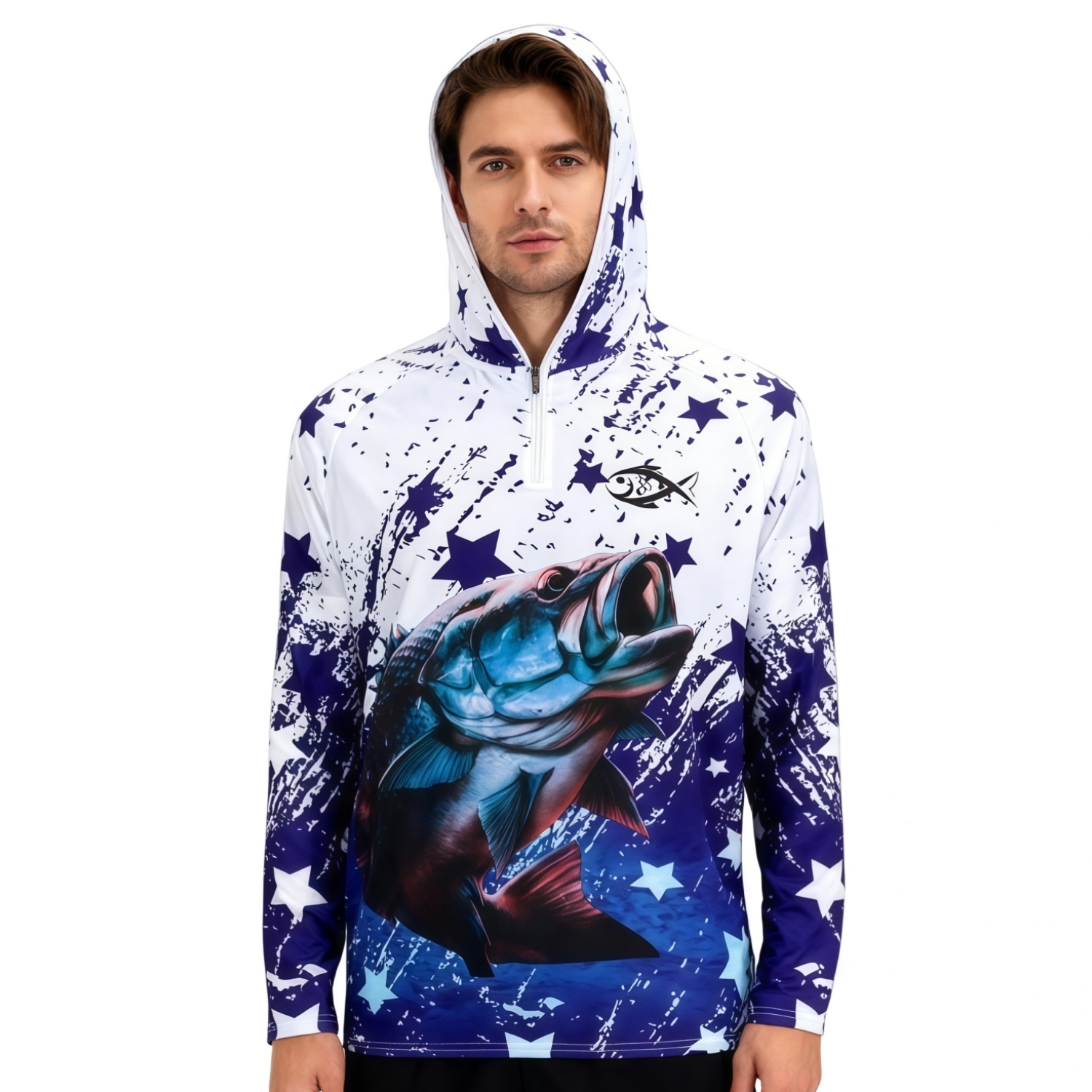 PCC017 - Men's Polyester Spandex Sublimated 1/4 Zip Fishing Hood Shirt