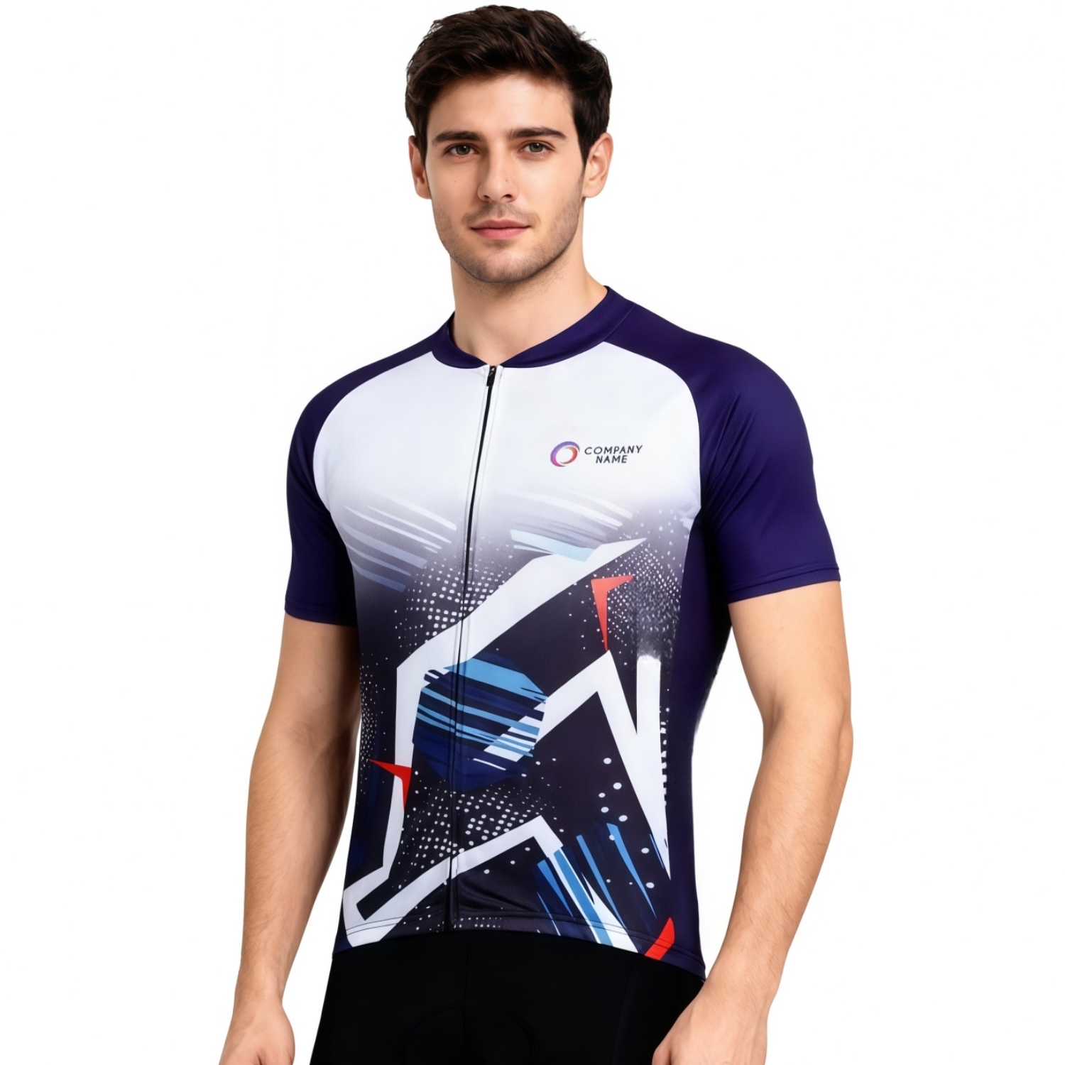 PCC024 - Unisex Sublimated Stand Collar  Raglan Short Sleeves Cycling Jersey