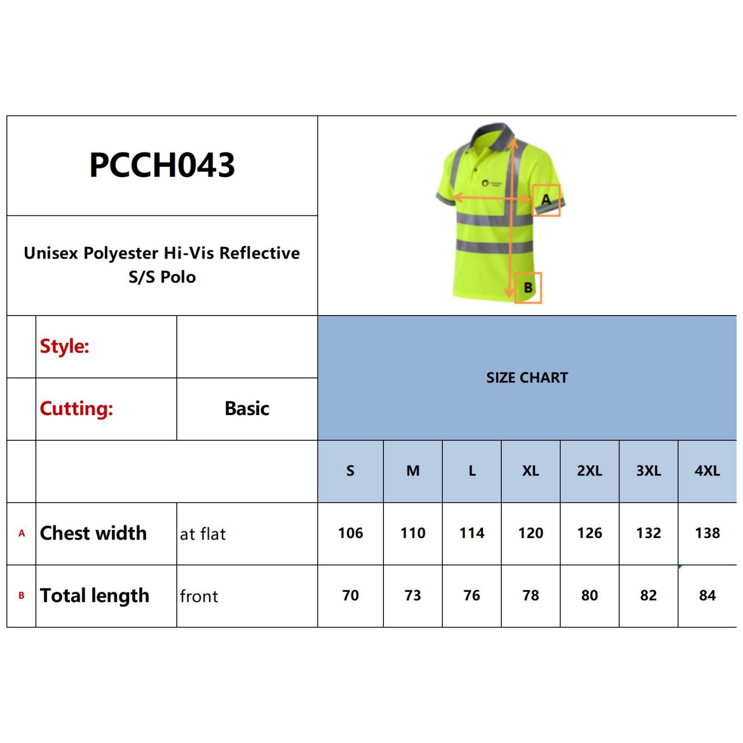 Unisex Polyester Hi-Vis Reflective S/S Polo