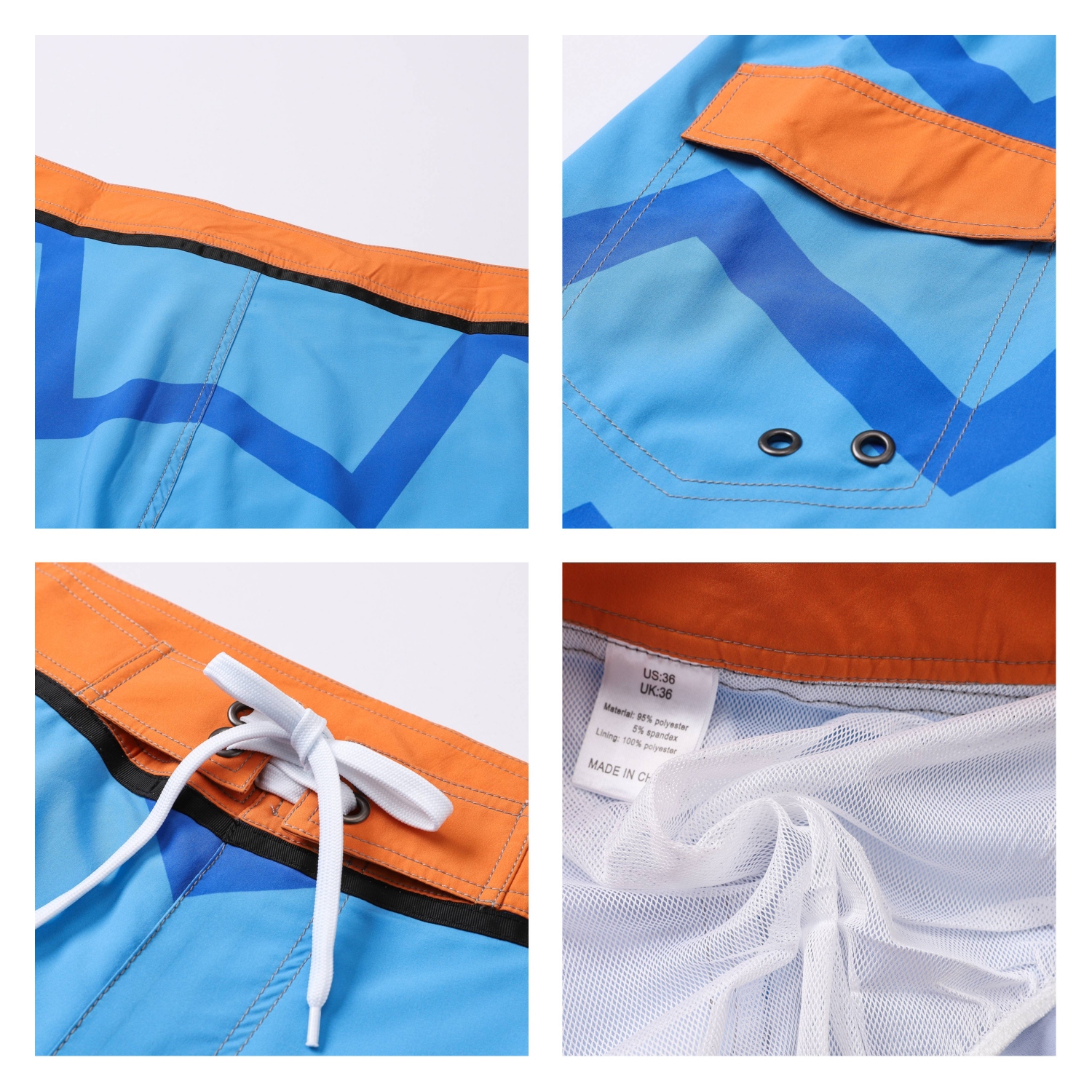 Men's Polyester Spandex Sublimated Swim Shorts Knee Length