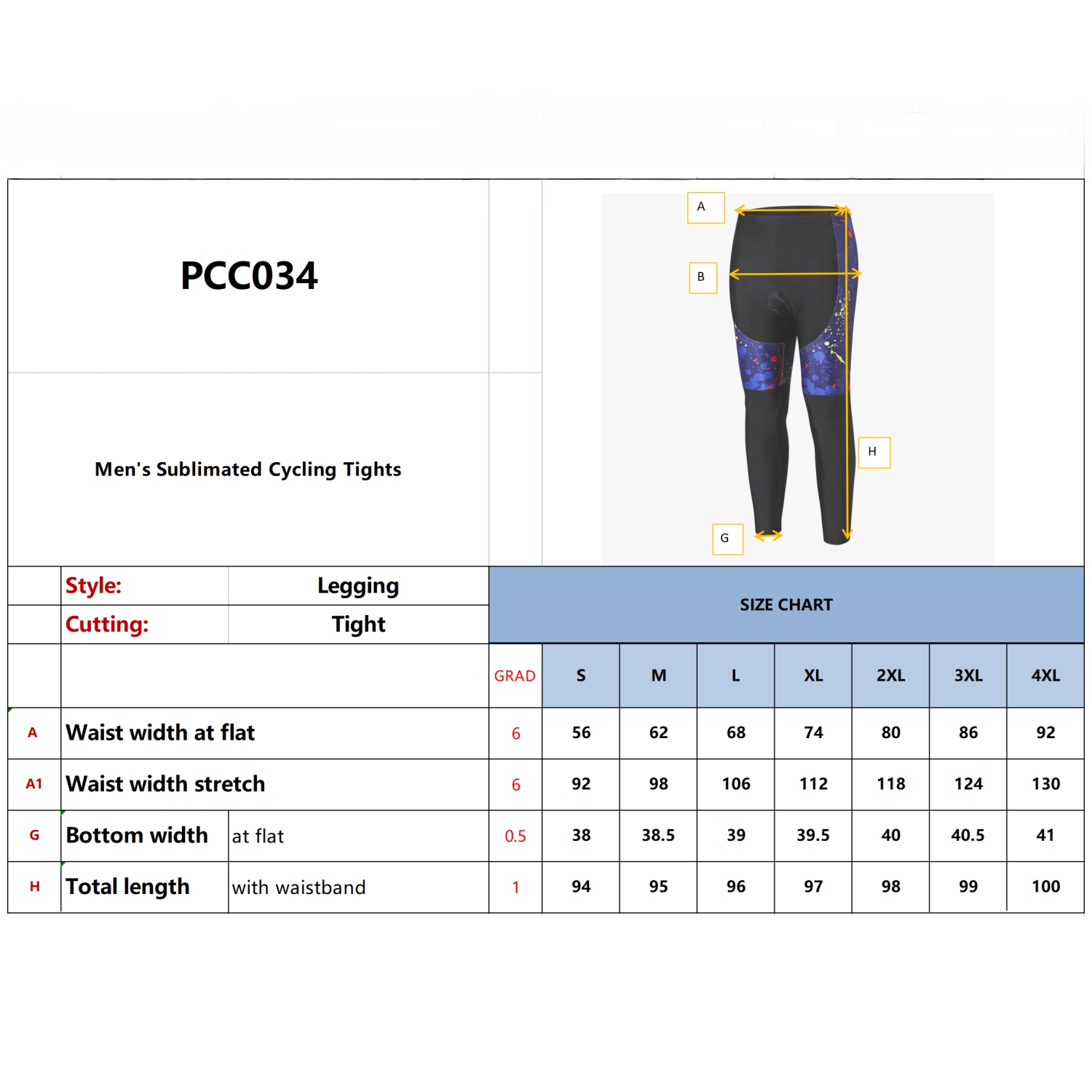 Men's Sublimated Cycling Tights