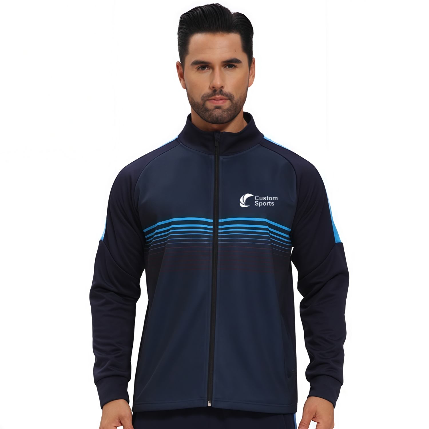 Polyester Spandex Sublimated Stand-Up Collar Full Zip Raglan Jacket