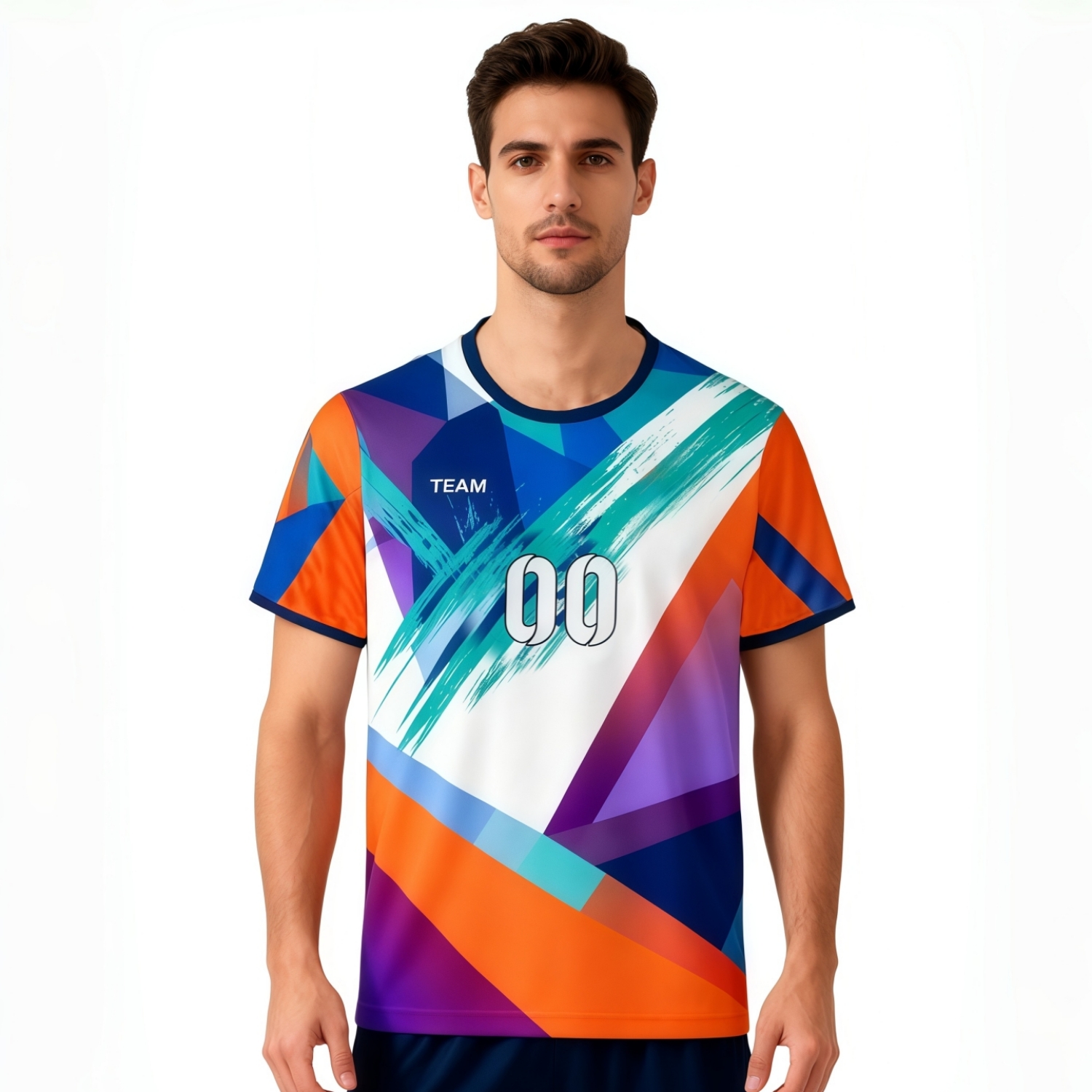 Asymmetrical Hem Crew Neck Sublimated Sport Jersey