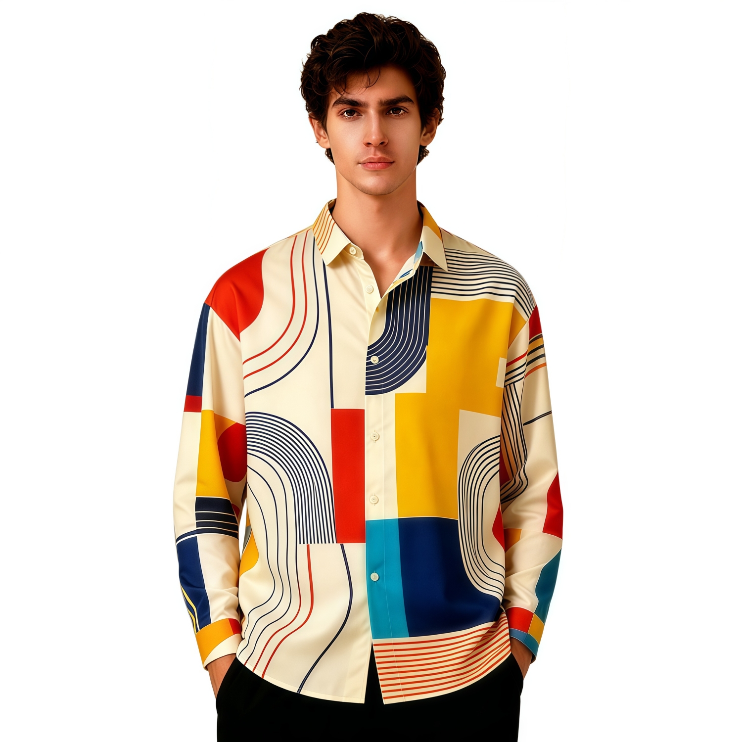 Men's Polyester Spandex Sublimated Long-Sleeve Basic Shirt