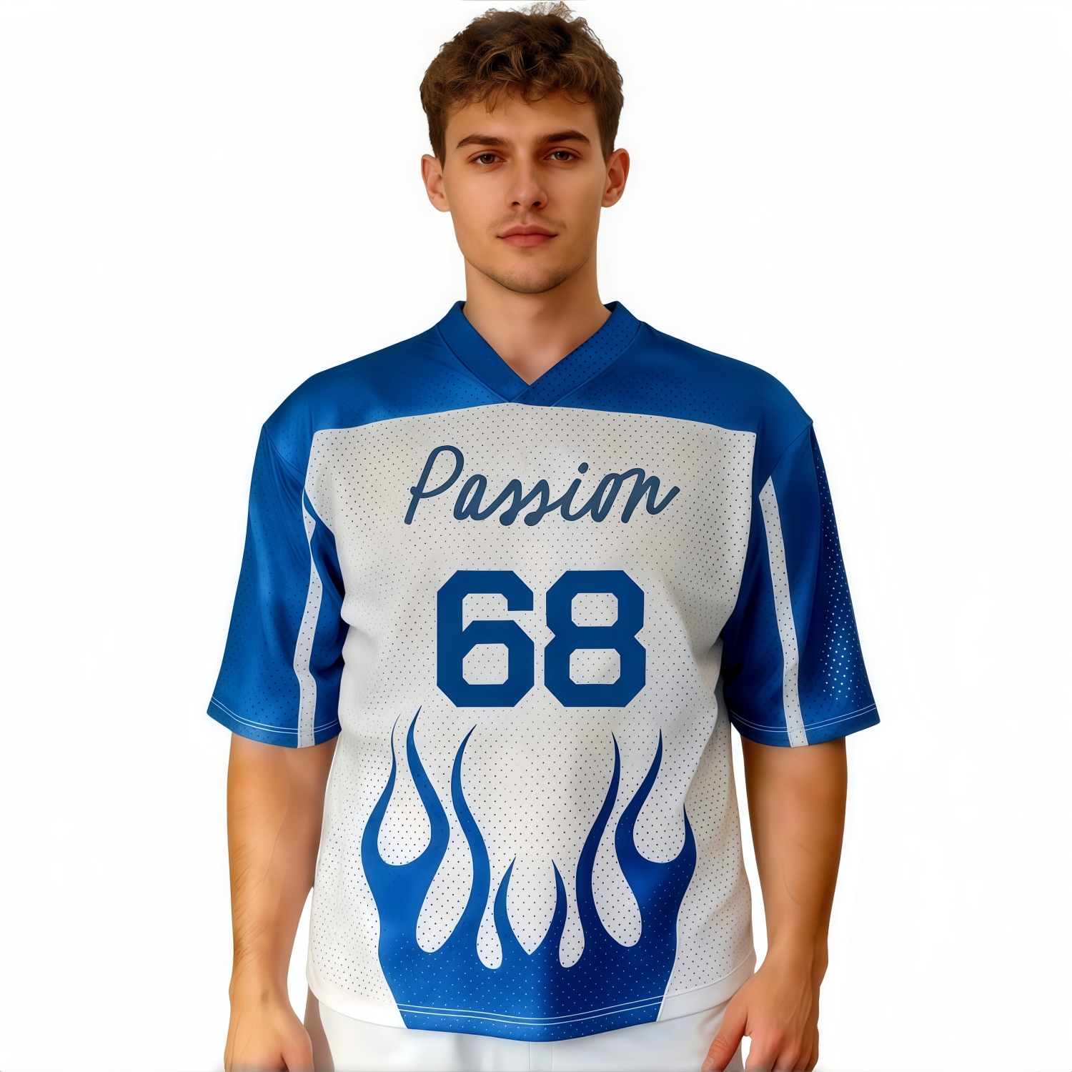 Polyester Spandex Mesh Sublimation V-neck Splicing Retro Jersey