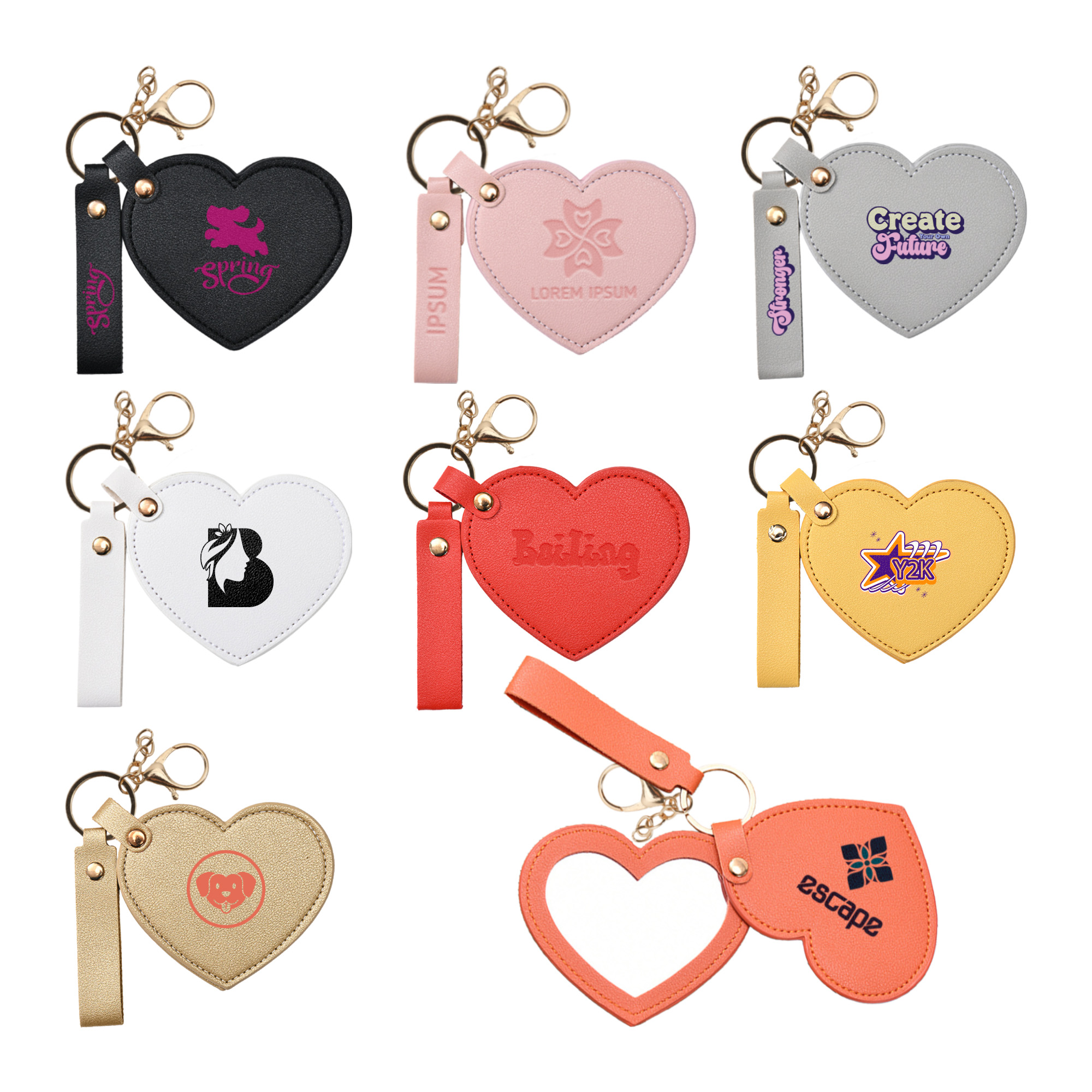 Heart-Shaped Compact Mirror with Keychain