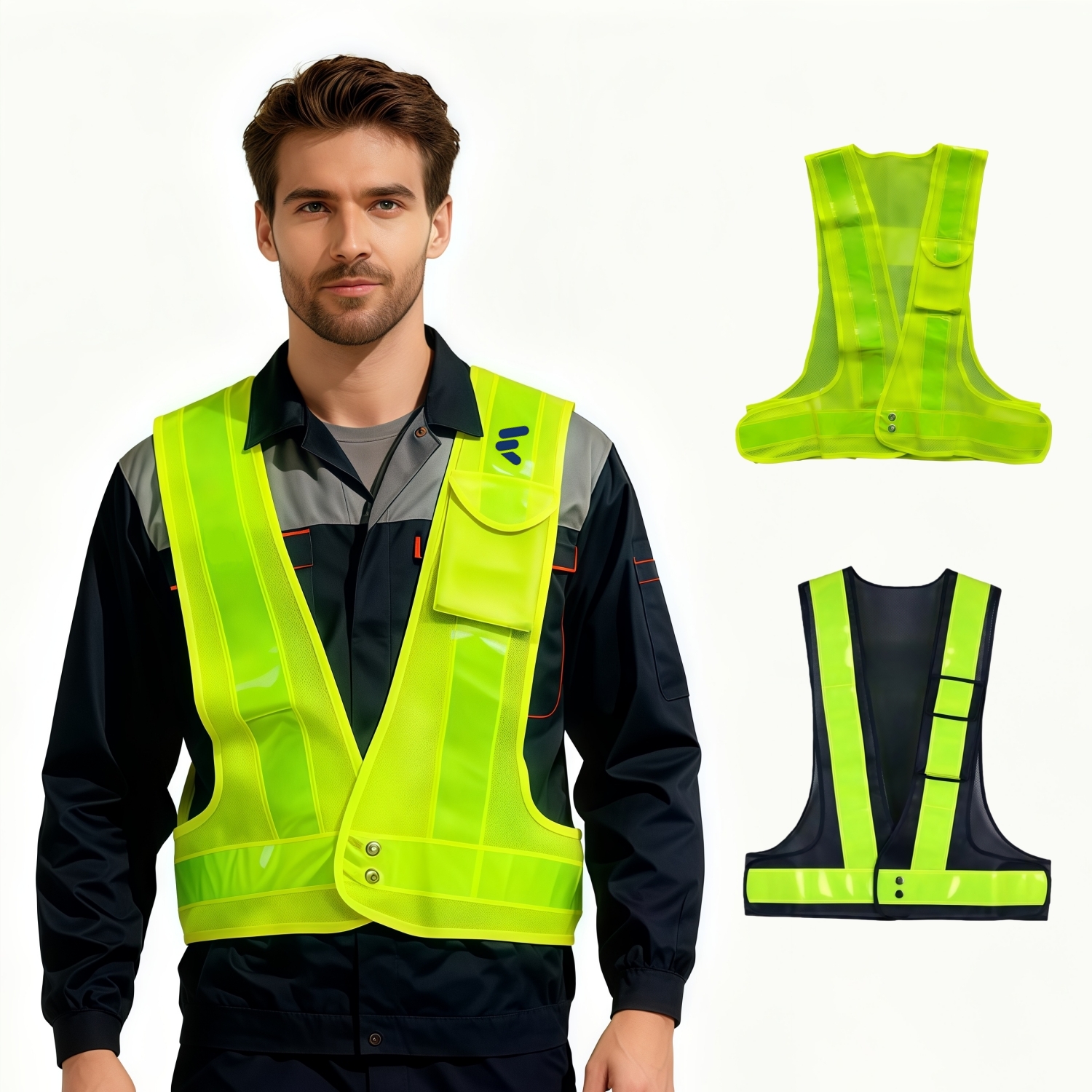 V-Shape Hi-Vis Reflective Adjustable Safety Vest With Pocket