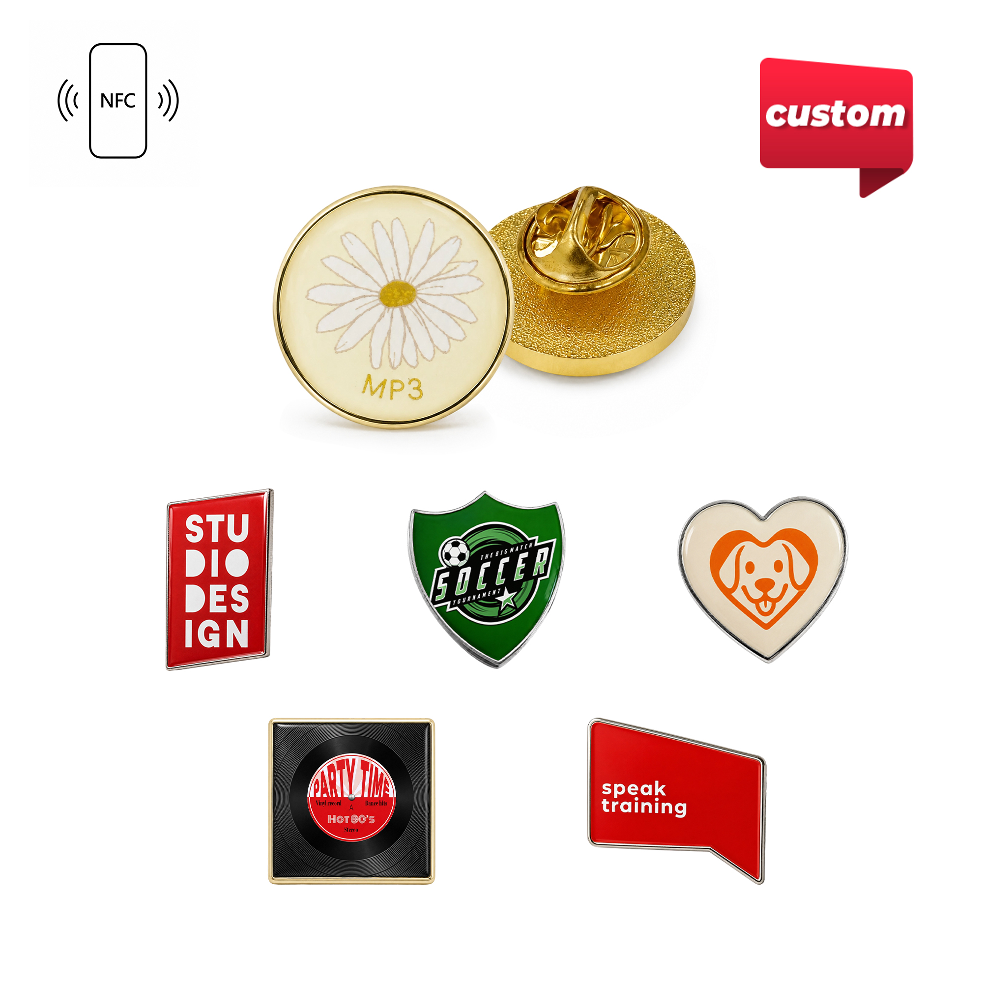 NFC Doming Epoxy Resin Pin Badges