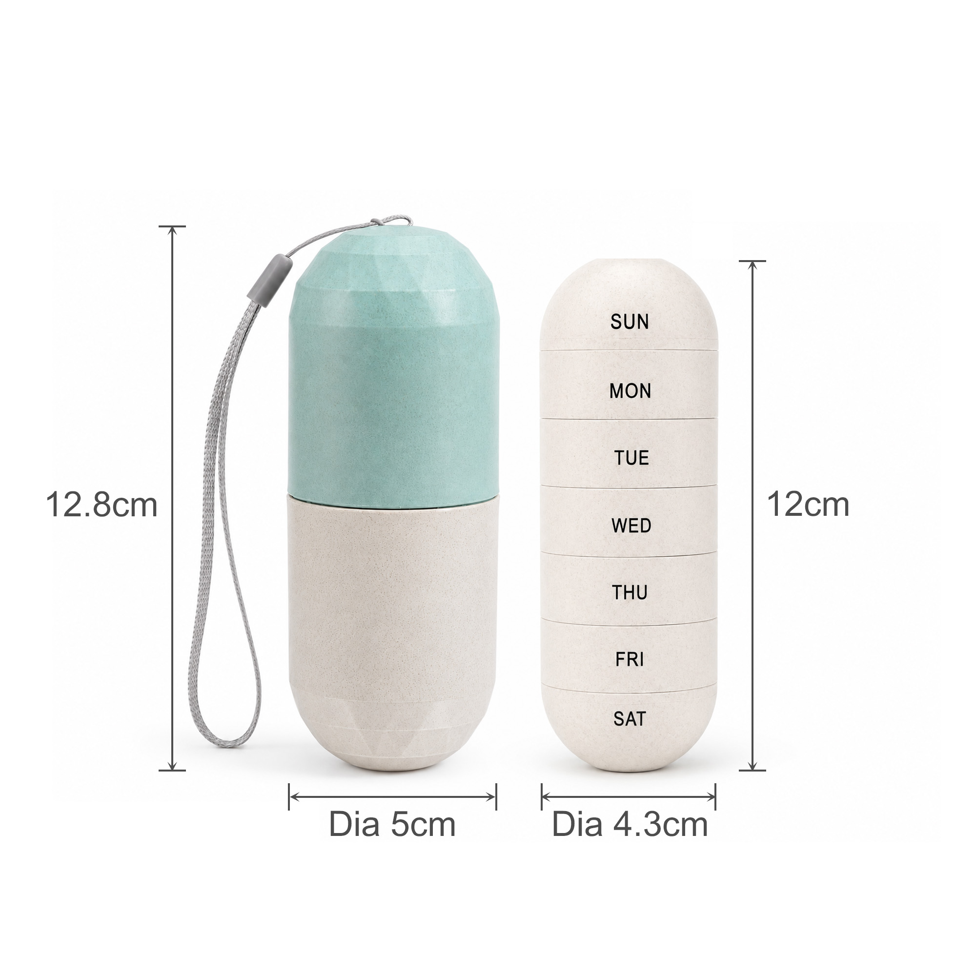 Wheat Straw Capsule Shape Pills Organizer