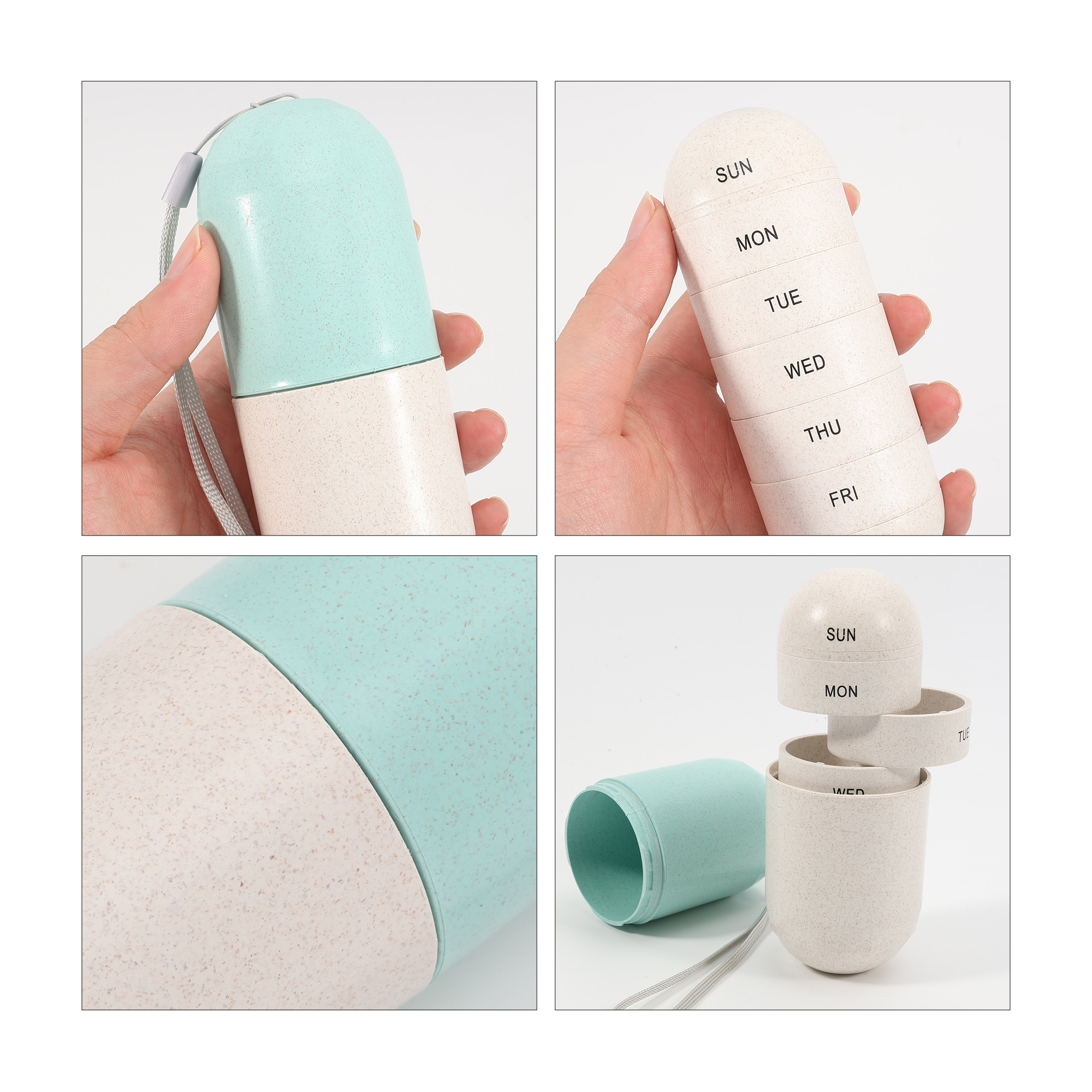 Wheat Straw Capsule Shape Pills Organizer
