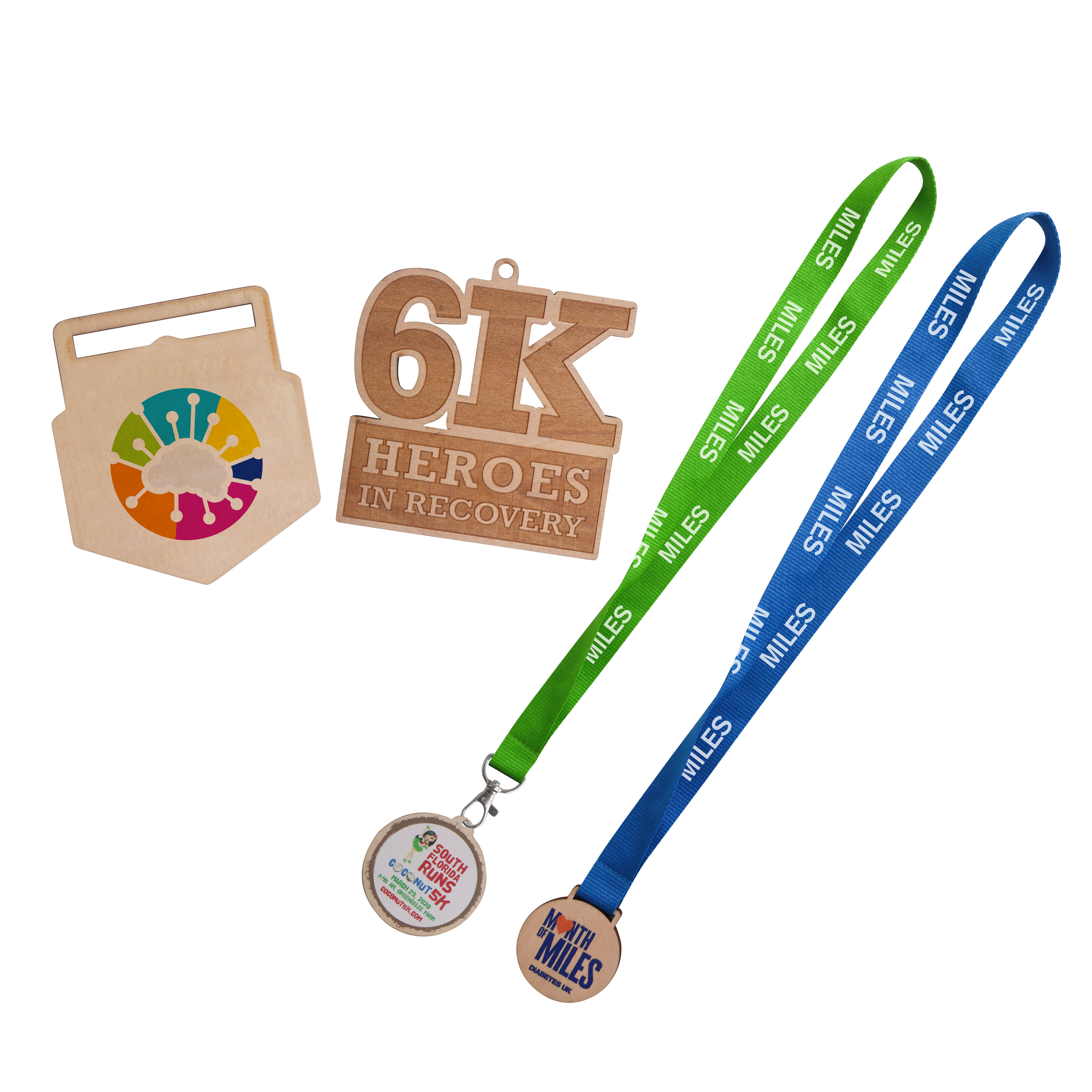 PCL069 - Custom Shaped Wooden Medal with Bamboo Lanyard