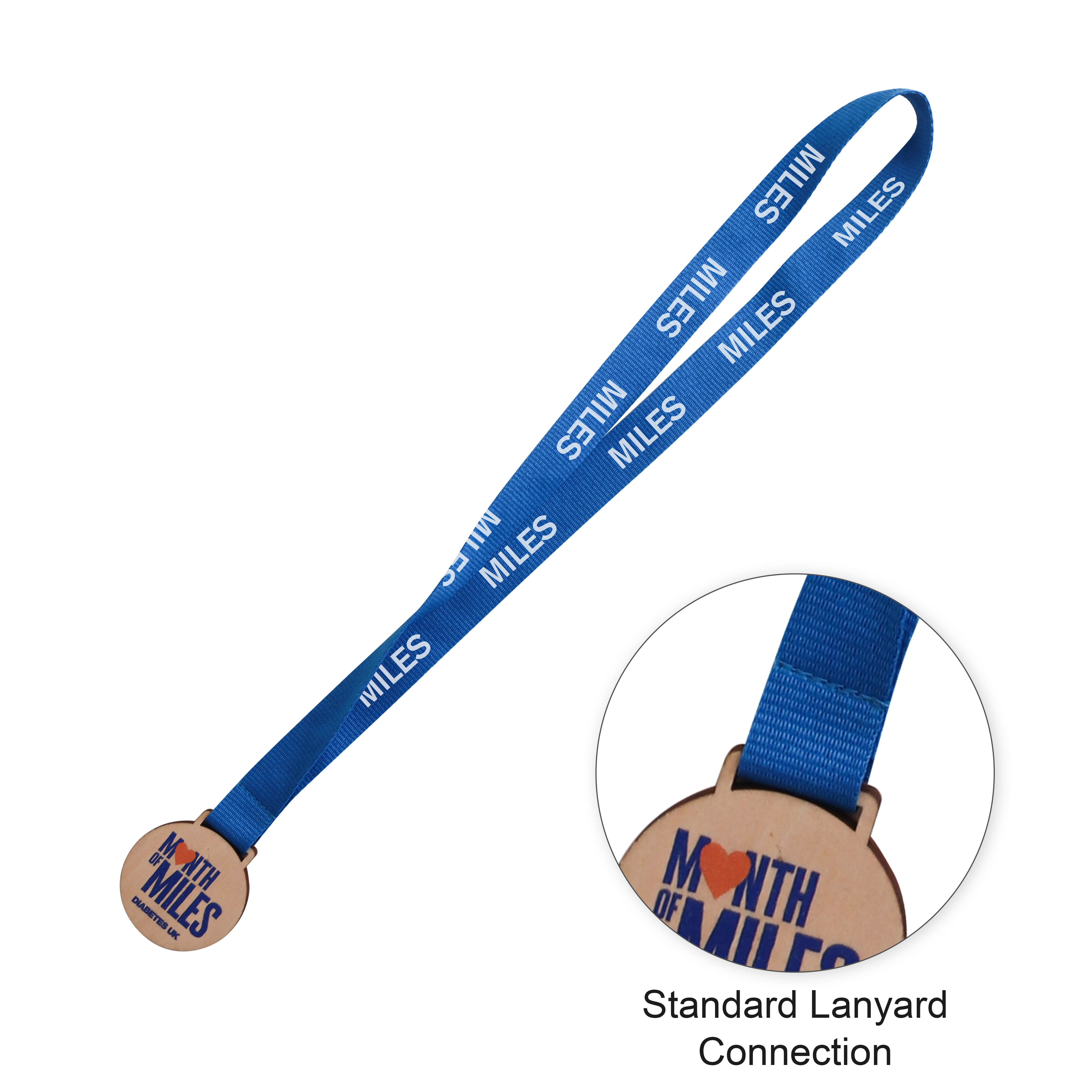 Custom Shaped Wooden Medal with Bamboo Lanyard — branded with your logo