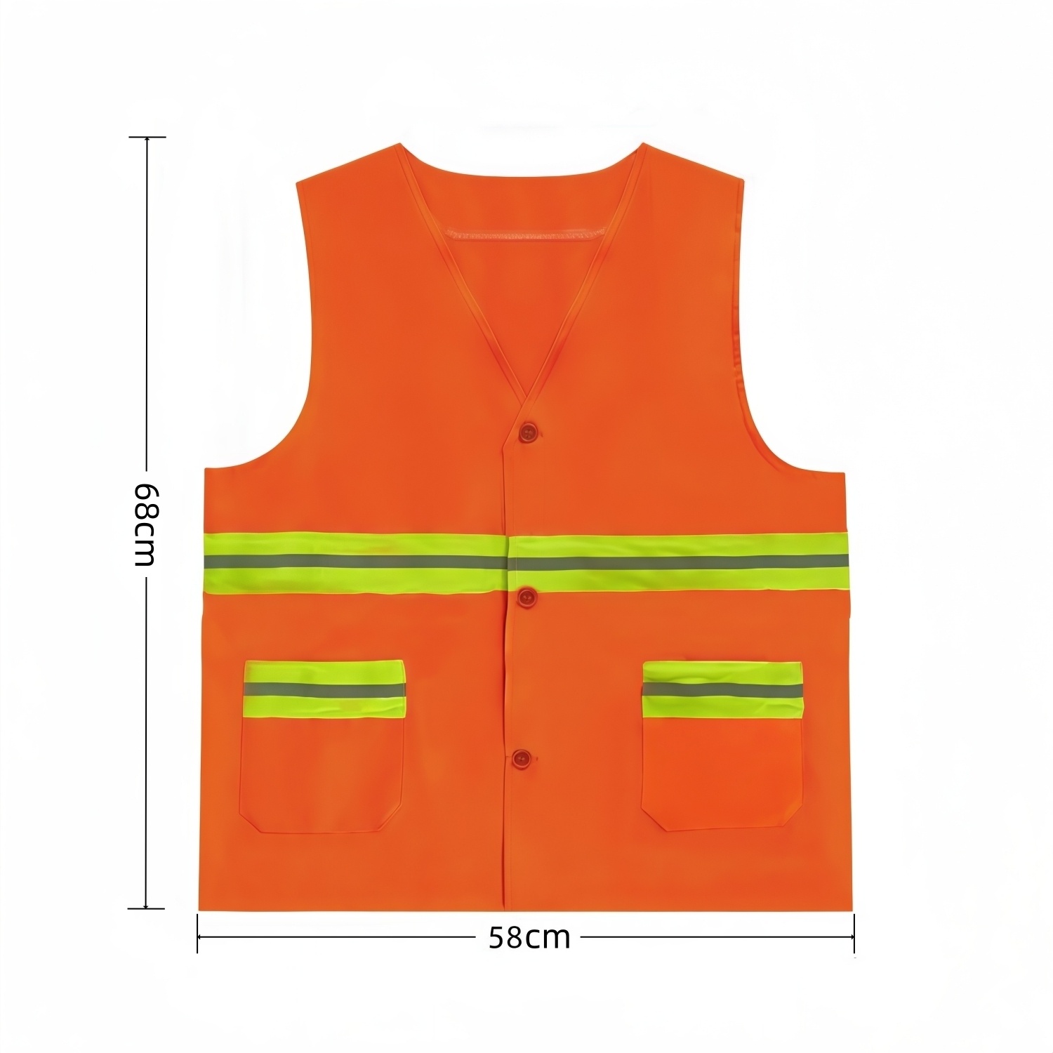 Hi-Vis Reflective Button-Down Safety Vest With Pockets