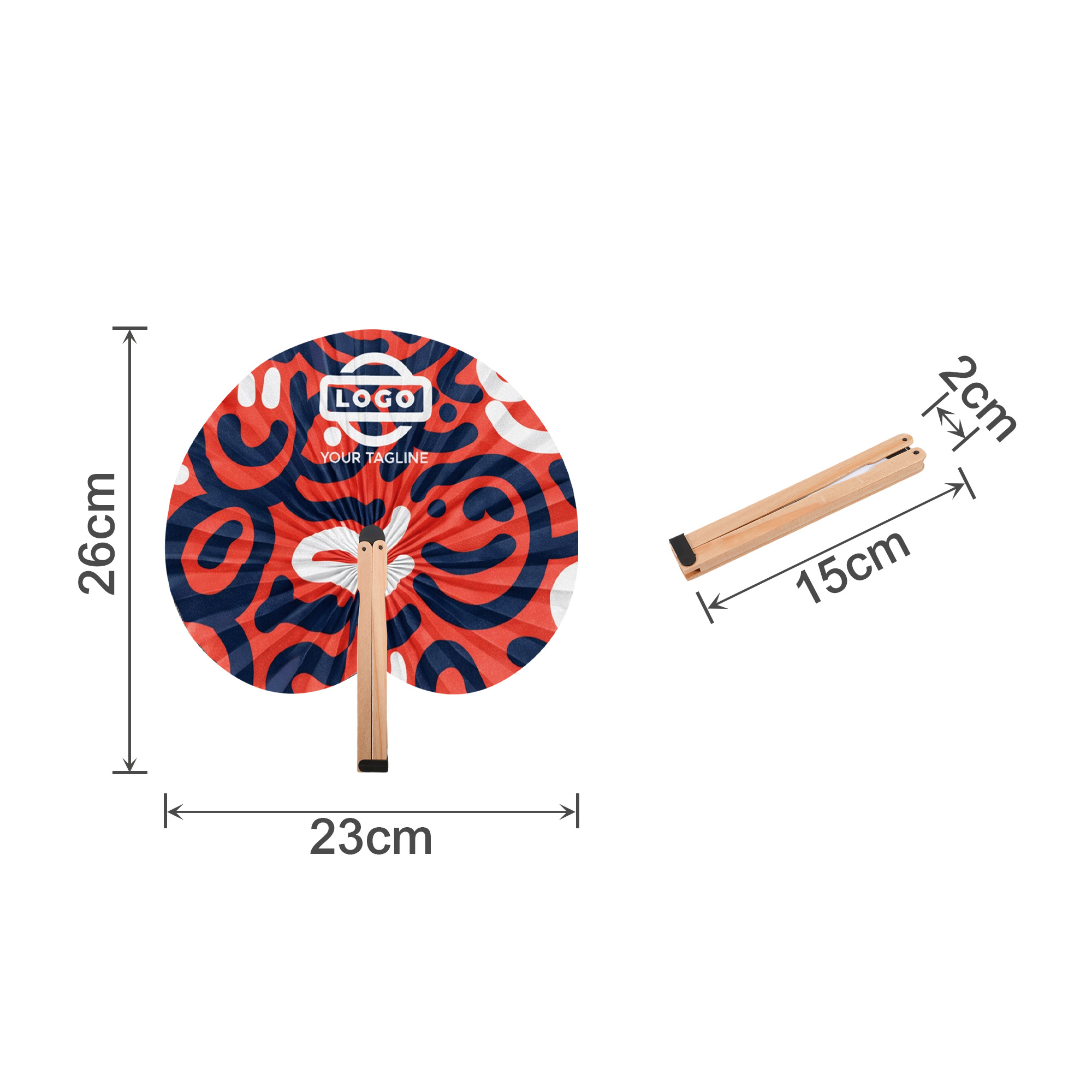Peach Shape Wooden Paper Fan