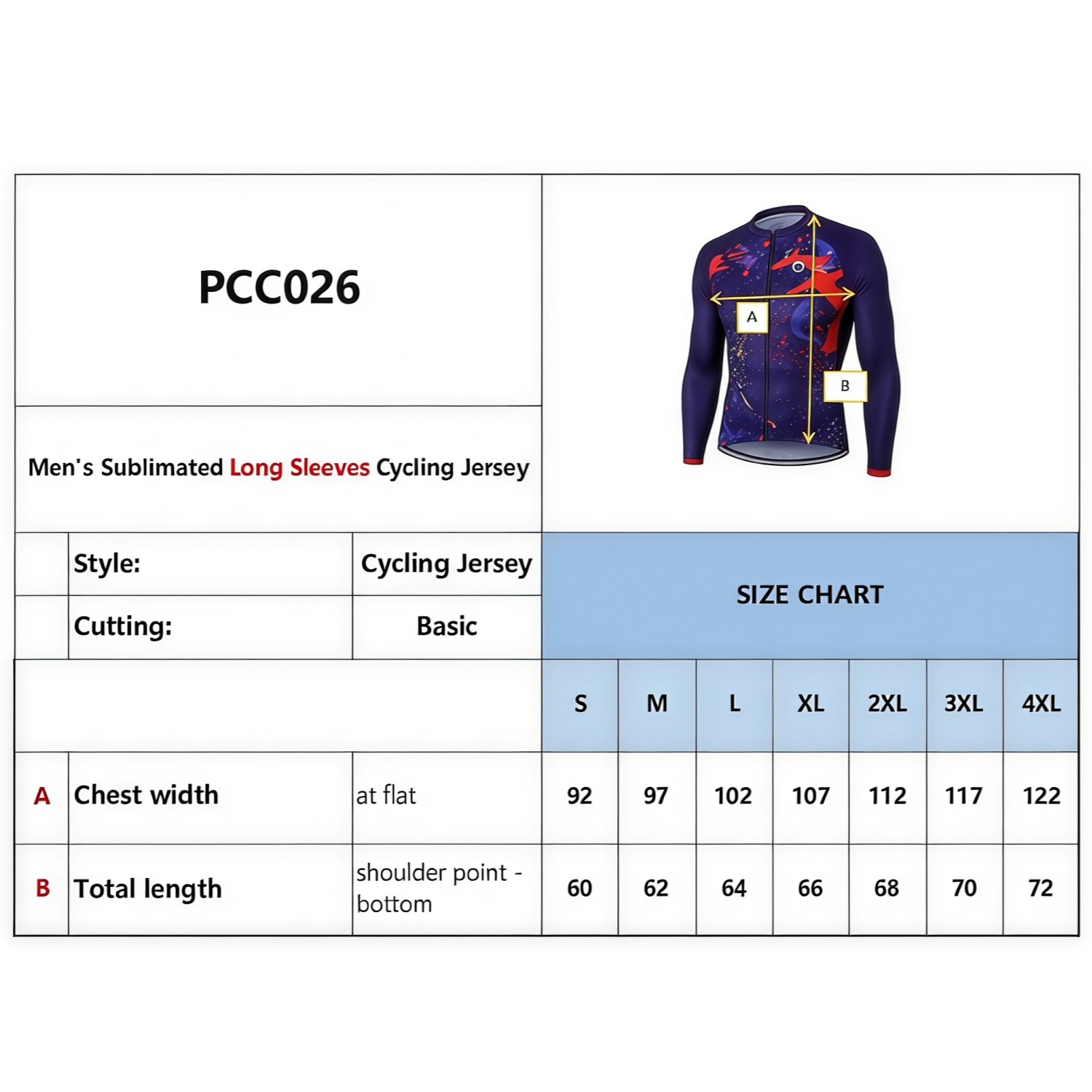 Men's Sublimated Long Sleeve Cycling Jersey
