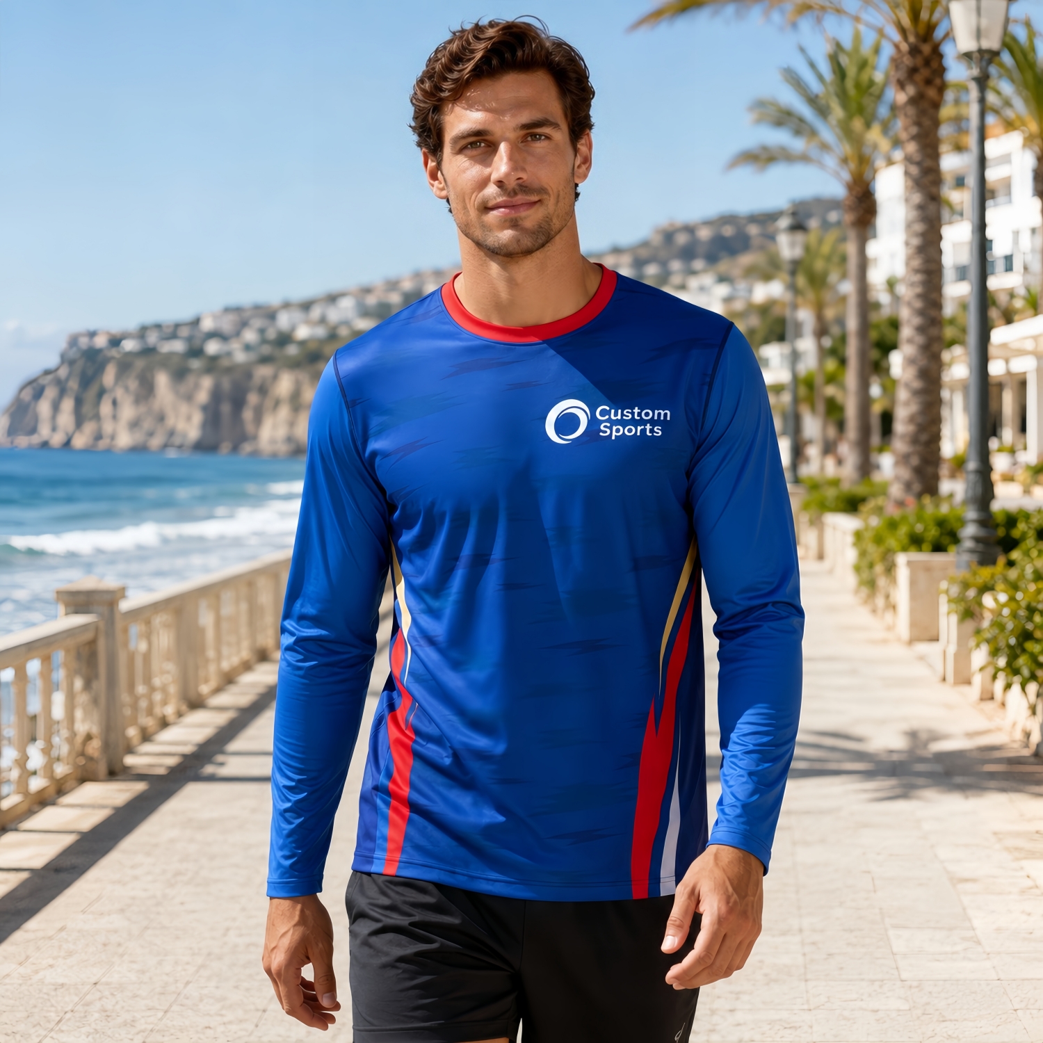 Men's Polyester Spandex Sublimated Sun Protection Long-sleeved T-shirt