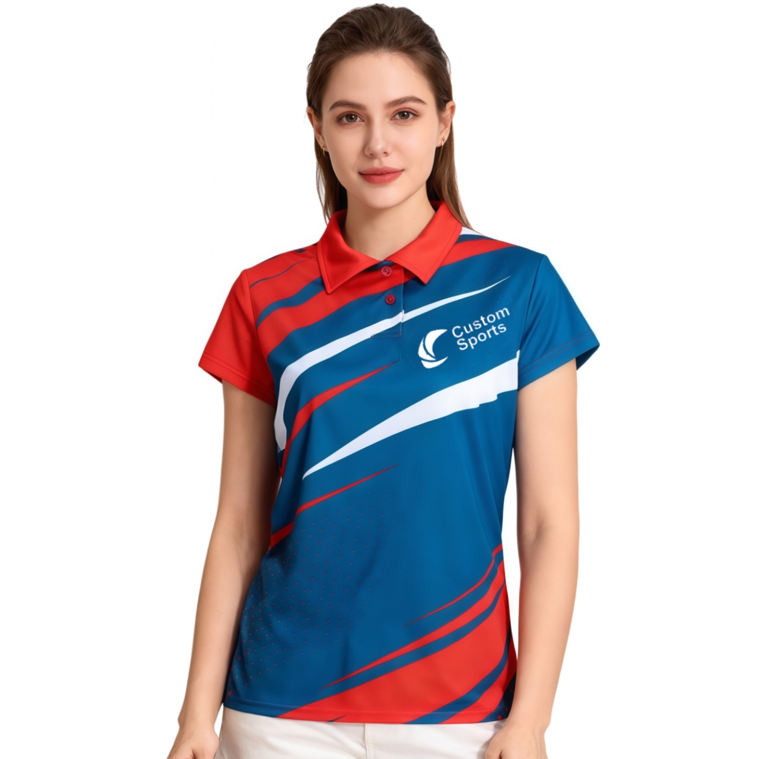 Women's 100% Polyester Sublimated Sport POLO in 100% polyester micro mesh, a branded polos & shirts printed with your logo