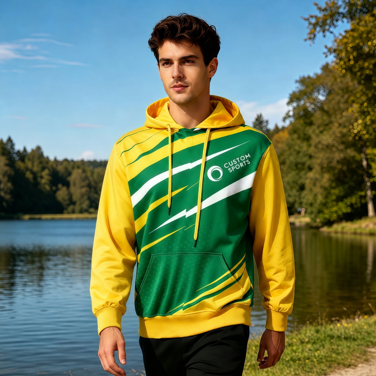 Unisex Adults Polyester Spandex Sublimated Hoodie With Pocket