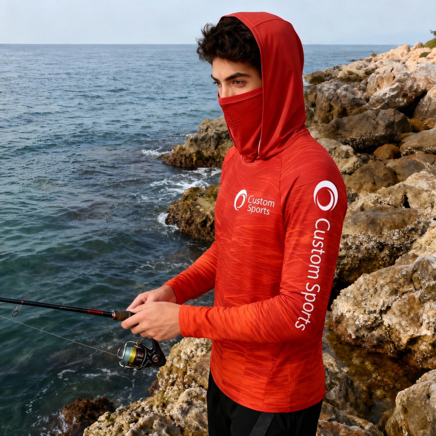 Men's Polyester Spandex Sublimated Sun Protection Hoodie